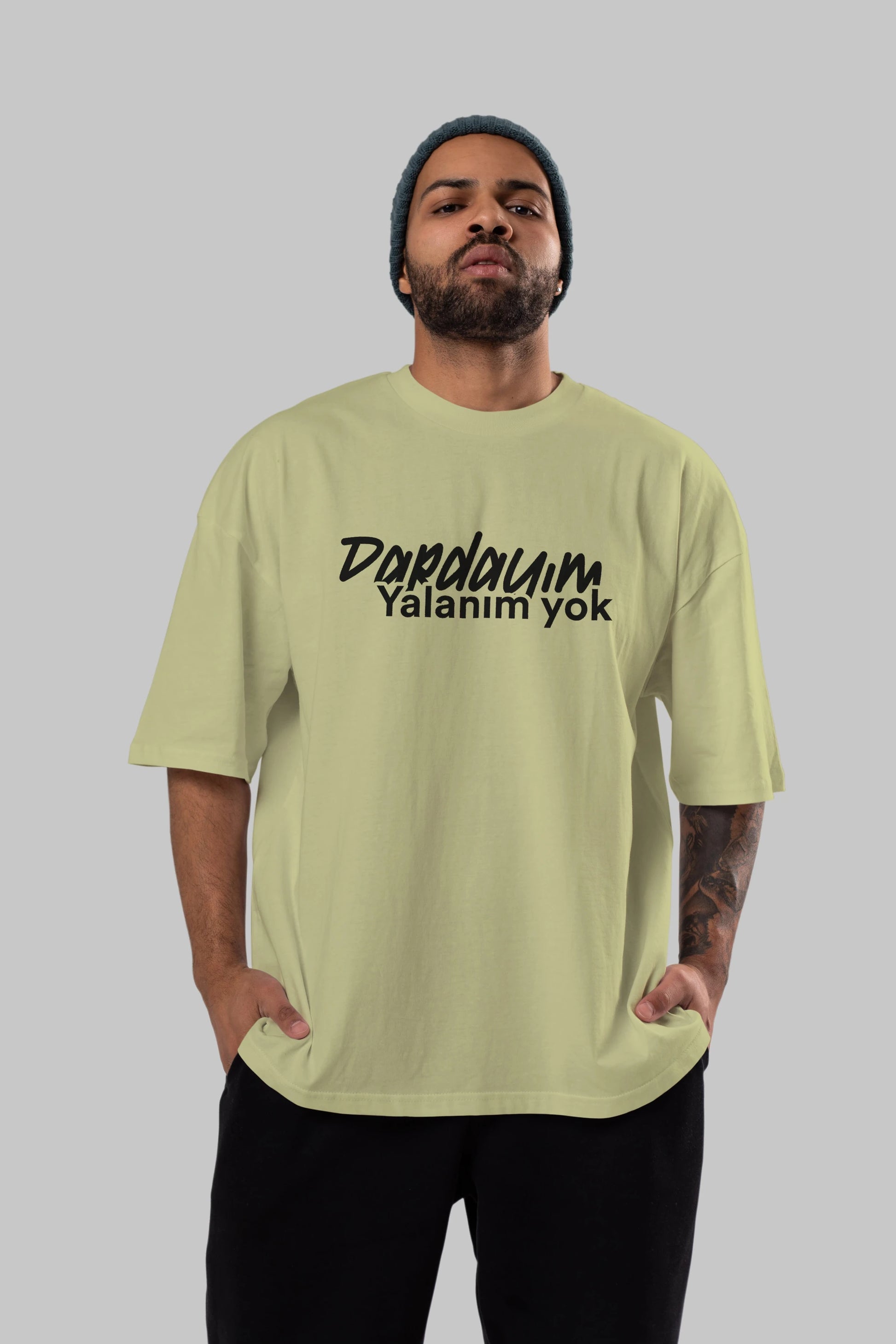 Dardayım Yalanım Yok Ön Baskılı Oversize t-shirt %100 pamuk Erkek Kadın Unisex