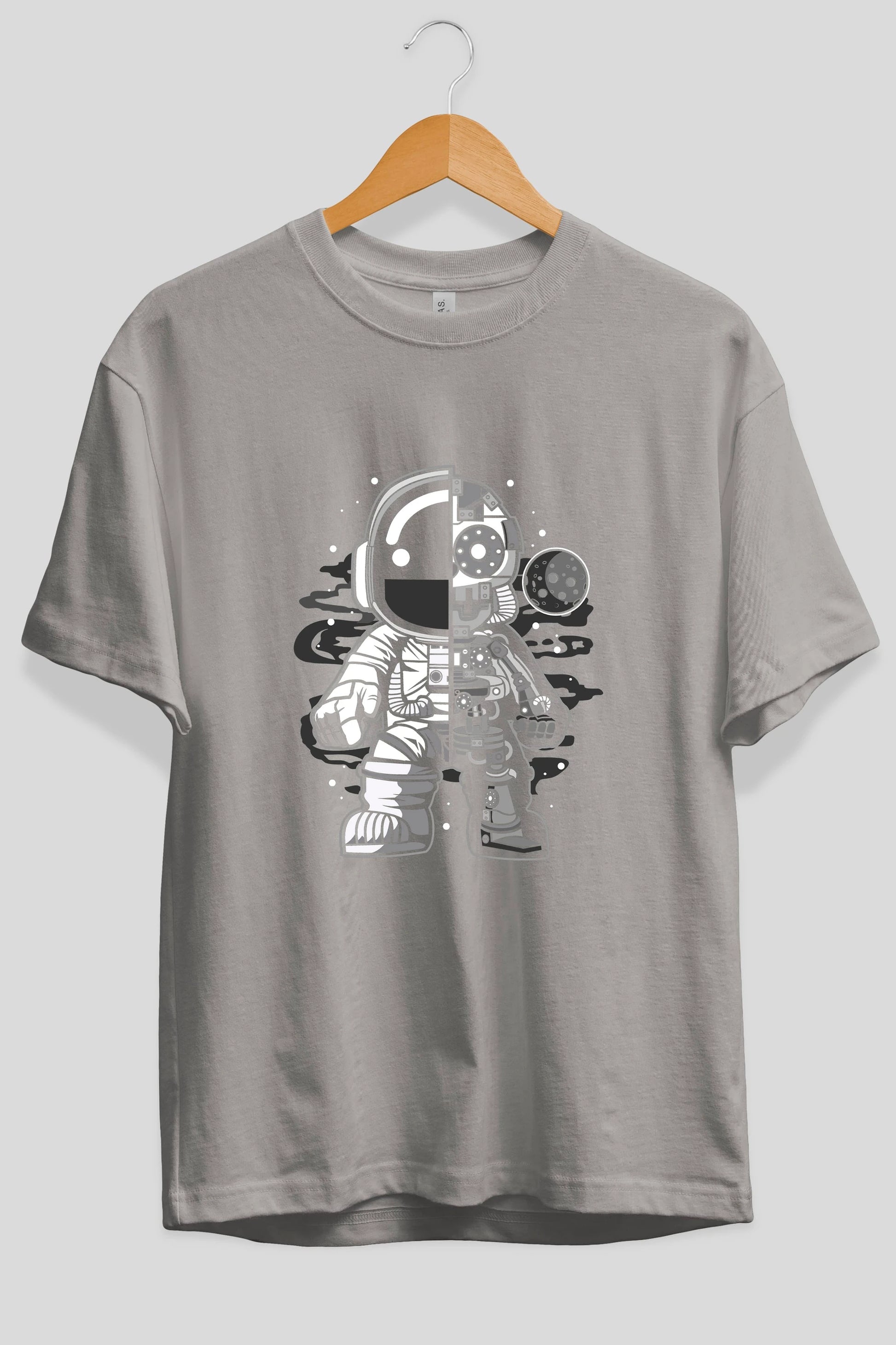 Astronaut Half Robot Ön Baskılı Oversize t-shirt Erkek Kadın Unisex