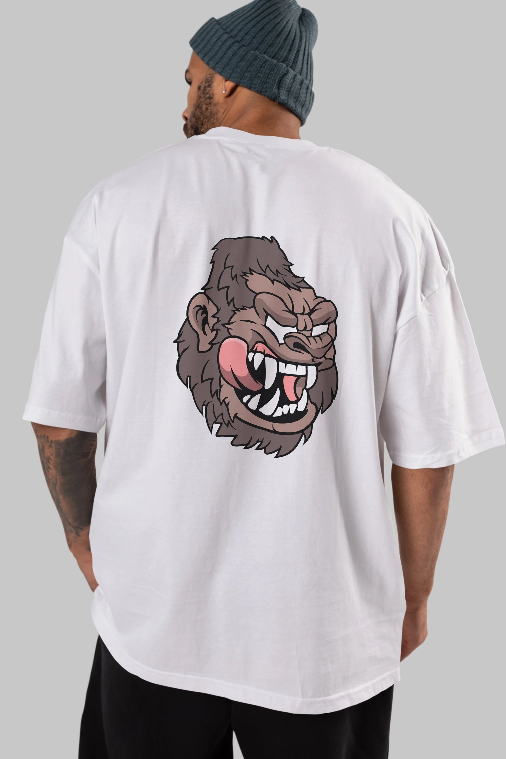 Big Gorilla Arka Baskılı Oversize t-shirt Erkek Kadın Unisex %100 Pamuk tişort