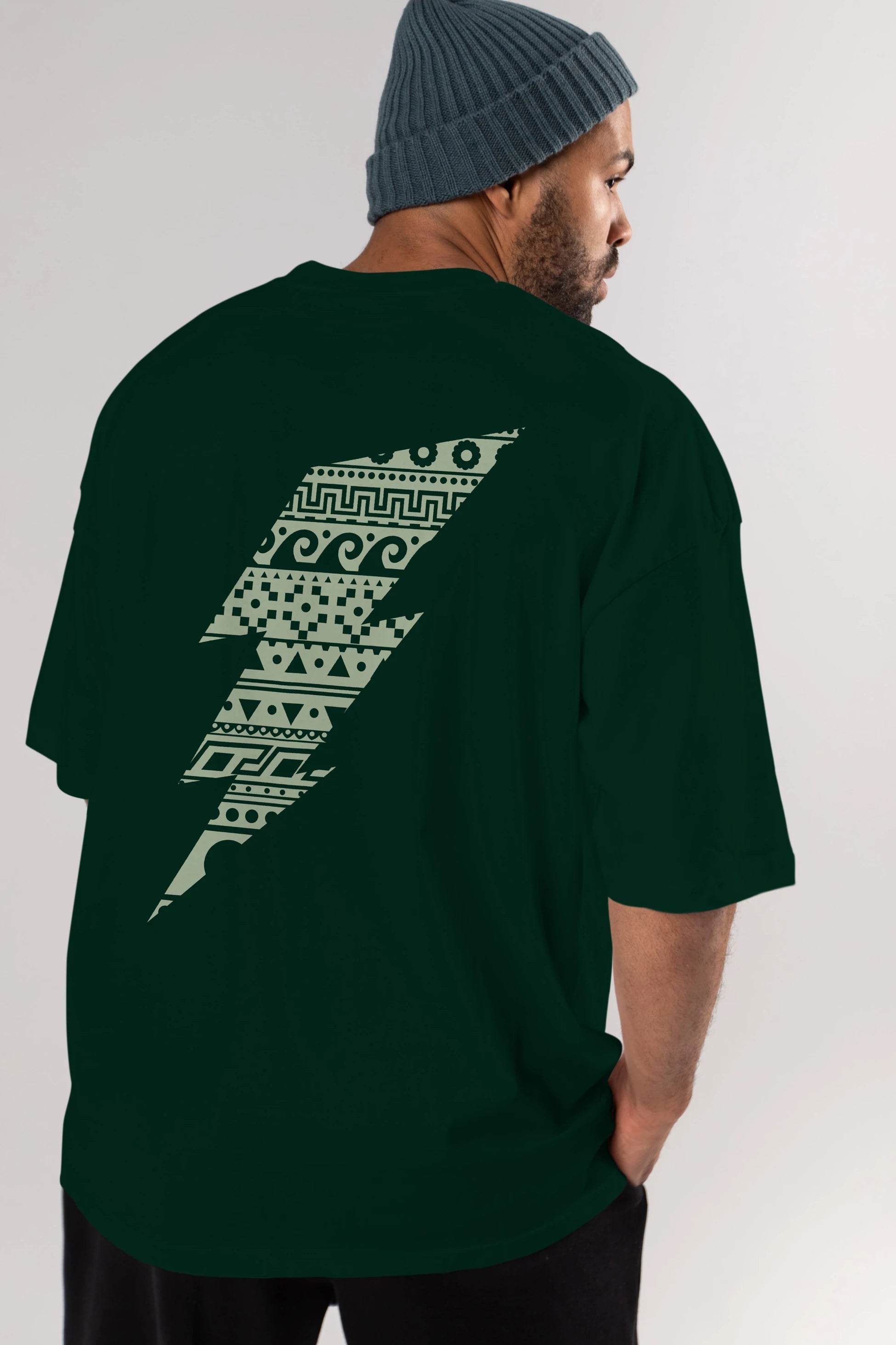 Thunderbolt Arka Baskılı Oversize t-shirt %100 pamuk Erkek Kadın Unisex