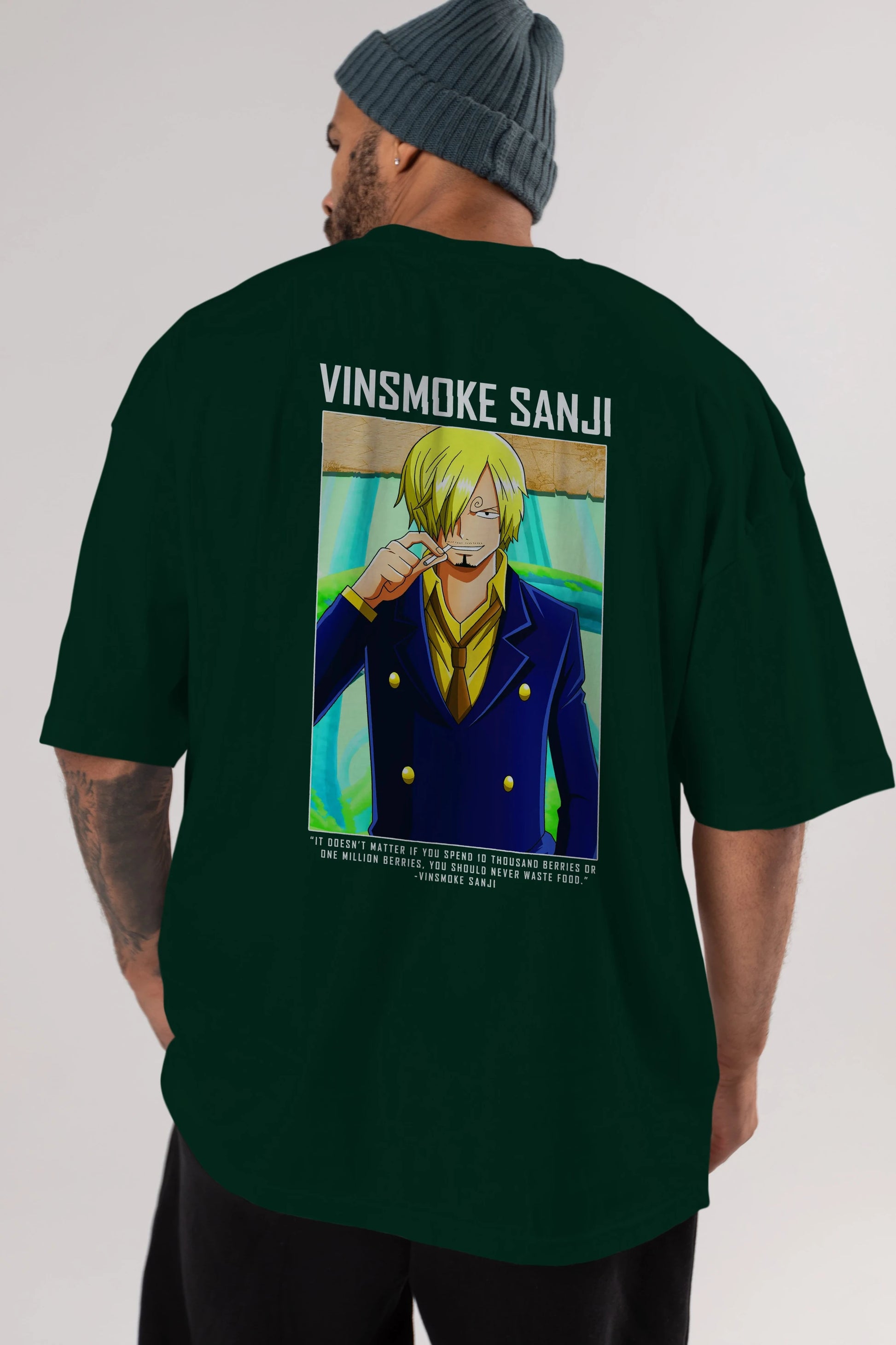 Sanji 2 Anime Arka Baskılı Oversize t-shirt Erkek Kadın Unisex %100 pamuk tişort
