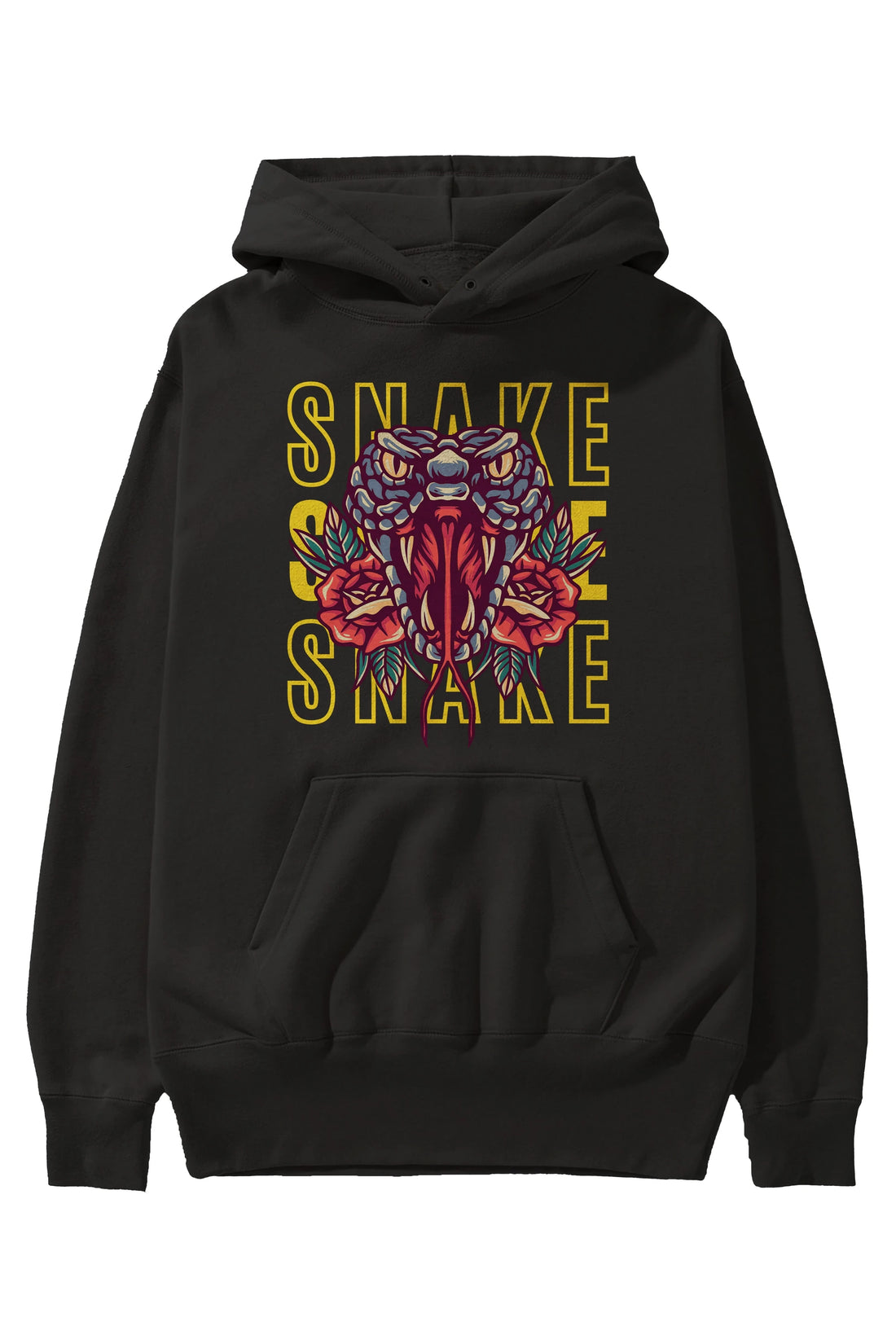 Snake Ön Baskılı Oversize Hoodie Kapüşonlu Sweatshirt Erkek Kadın Unisex