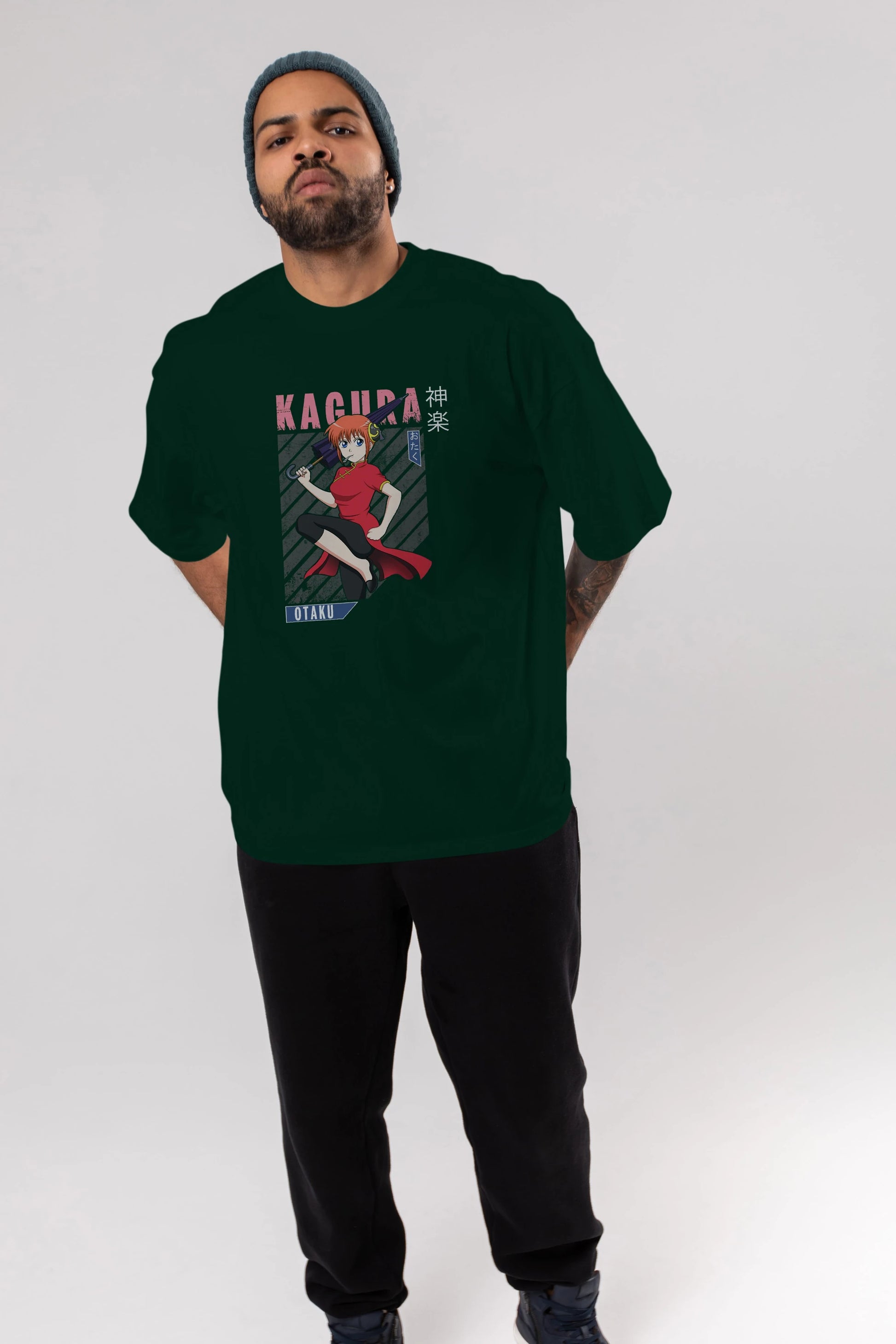 Kagura GINTAMA 1 Anime Ön Baskılı Oversize t-shirt %100 pamuk Erkek Kadın Unisex