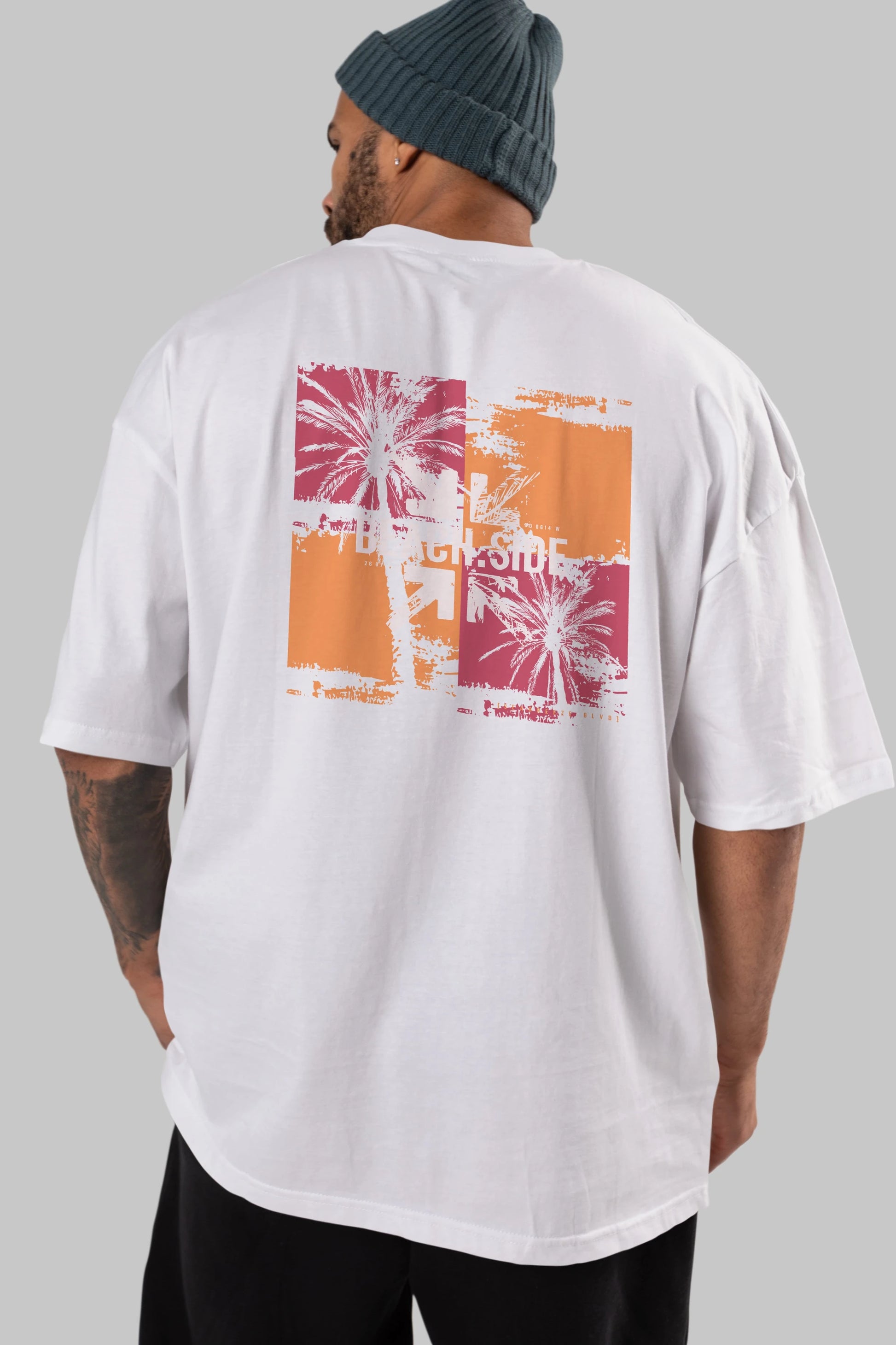 Beach Side Arka Baskılı Oversize t-shirt Erkek Kadın Unisex