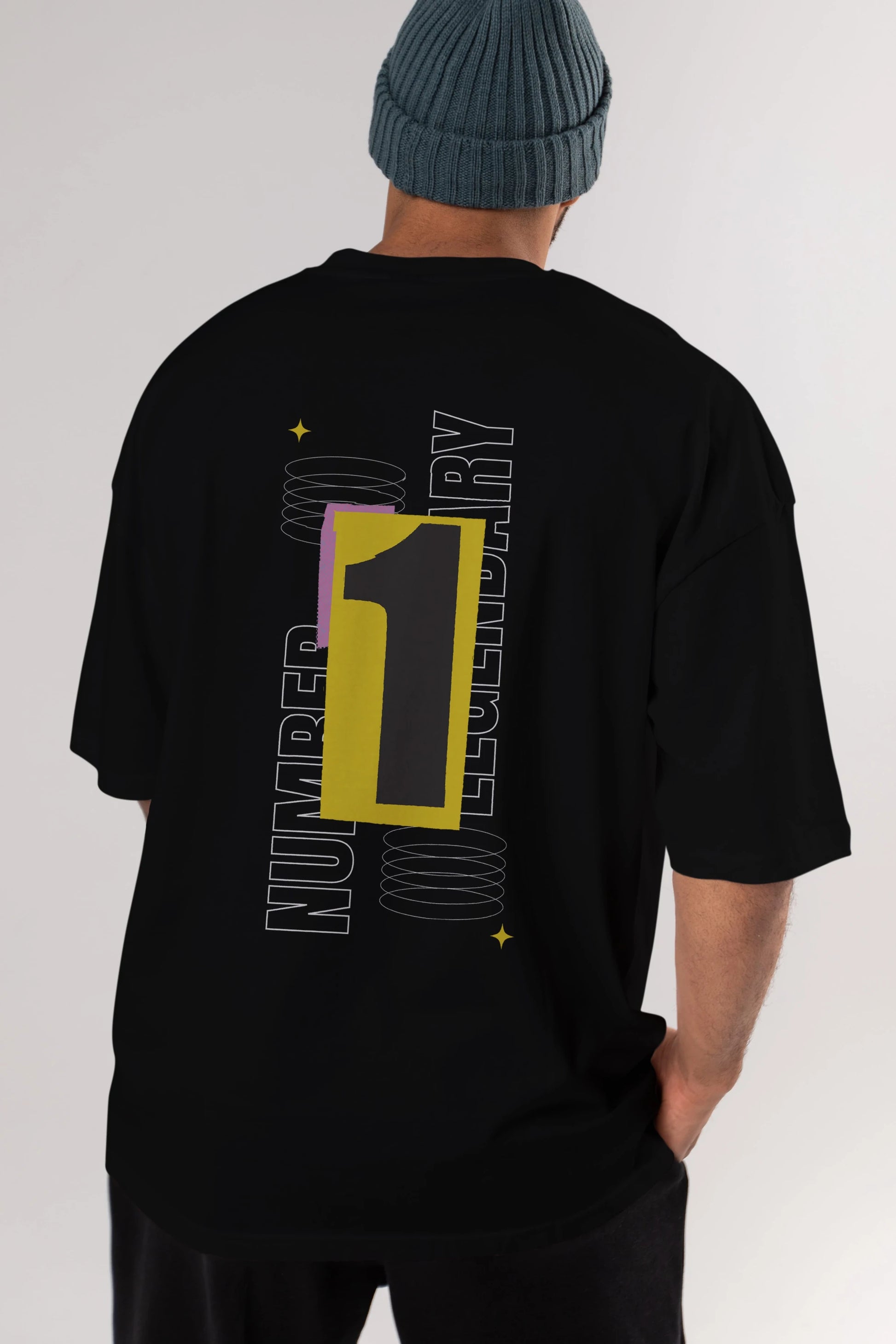 Number 1 Yazılı Arka Baskılı Oversize t-shirt Erkek Kadın Unisex