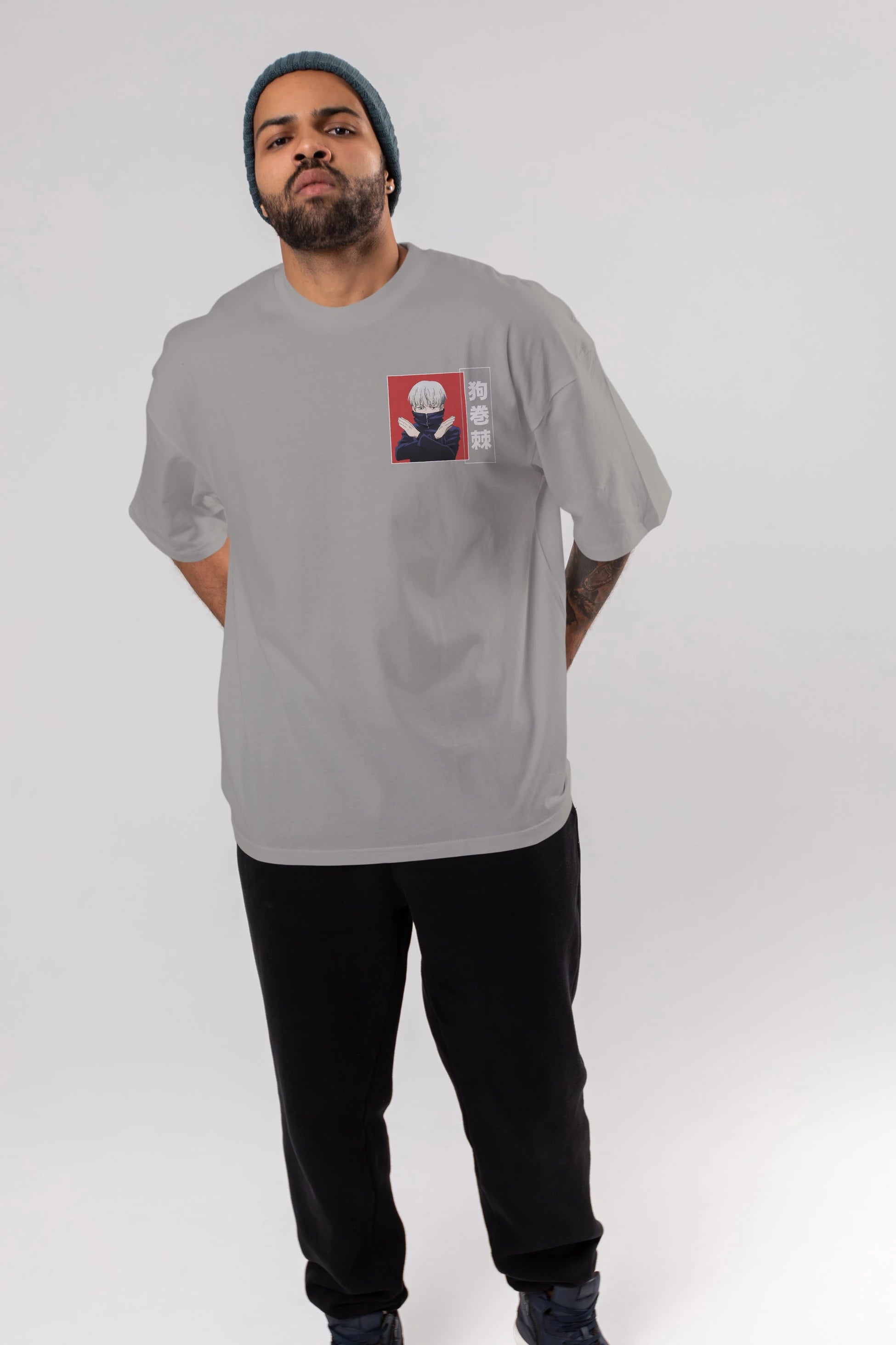 Toge Inumaki Ön Sol Baskılı Oversize t-shirt Erkek Kadın Unisex %100 Pamuk Bisiklet Yaka tişort