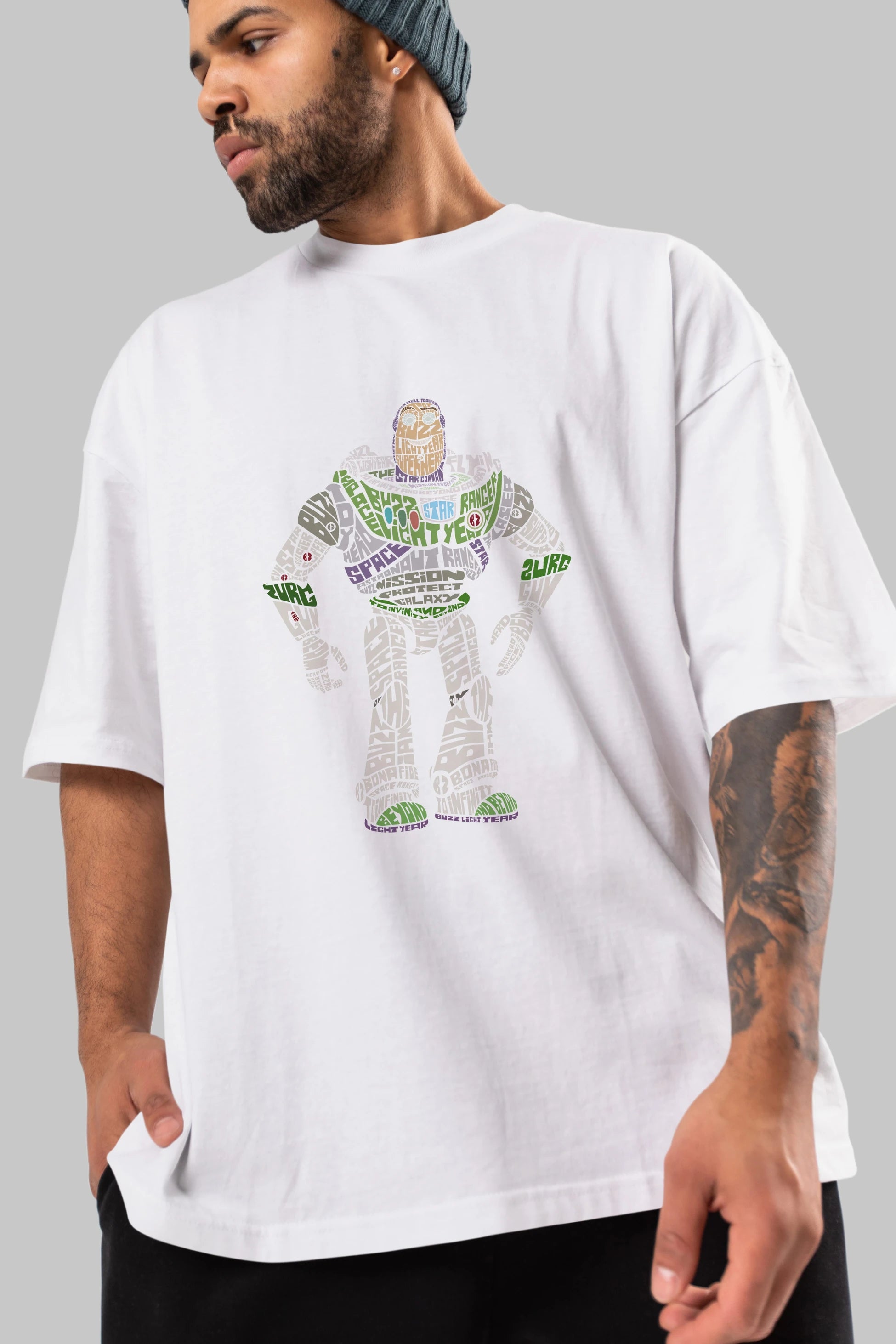 Buzz Ön Baskılı Oversize t-shirt %100 pamuk Erkek Kadın Unisex