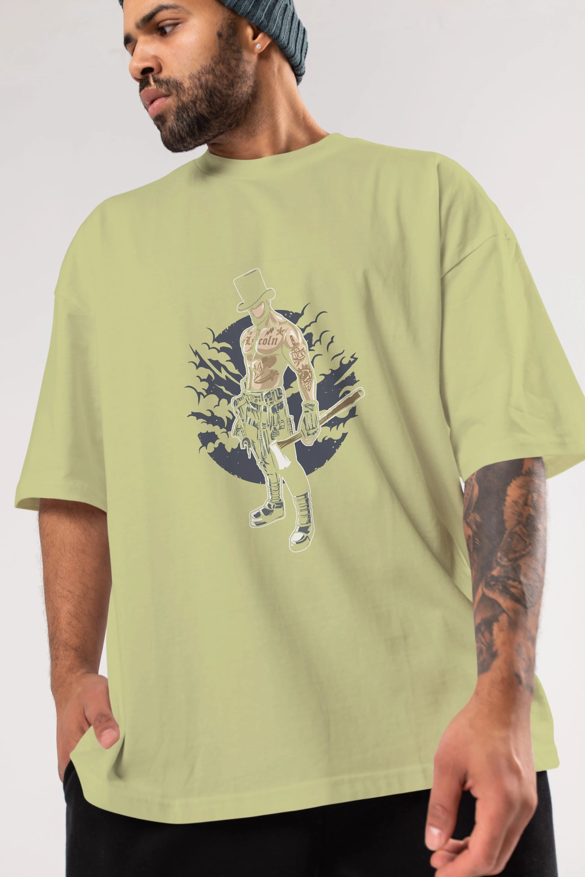 Lincoln Ön Baskılı Oversize t-shirt Erkek Kadın Unisex %100 Pamuk tişort