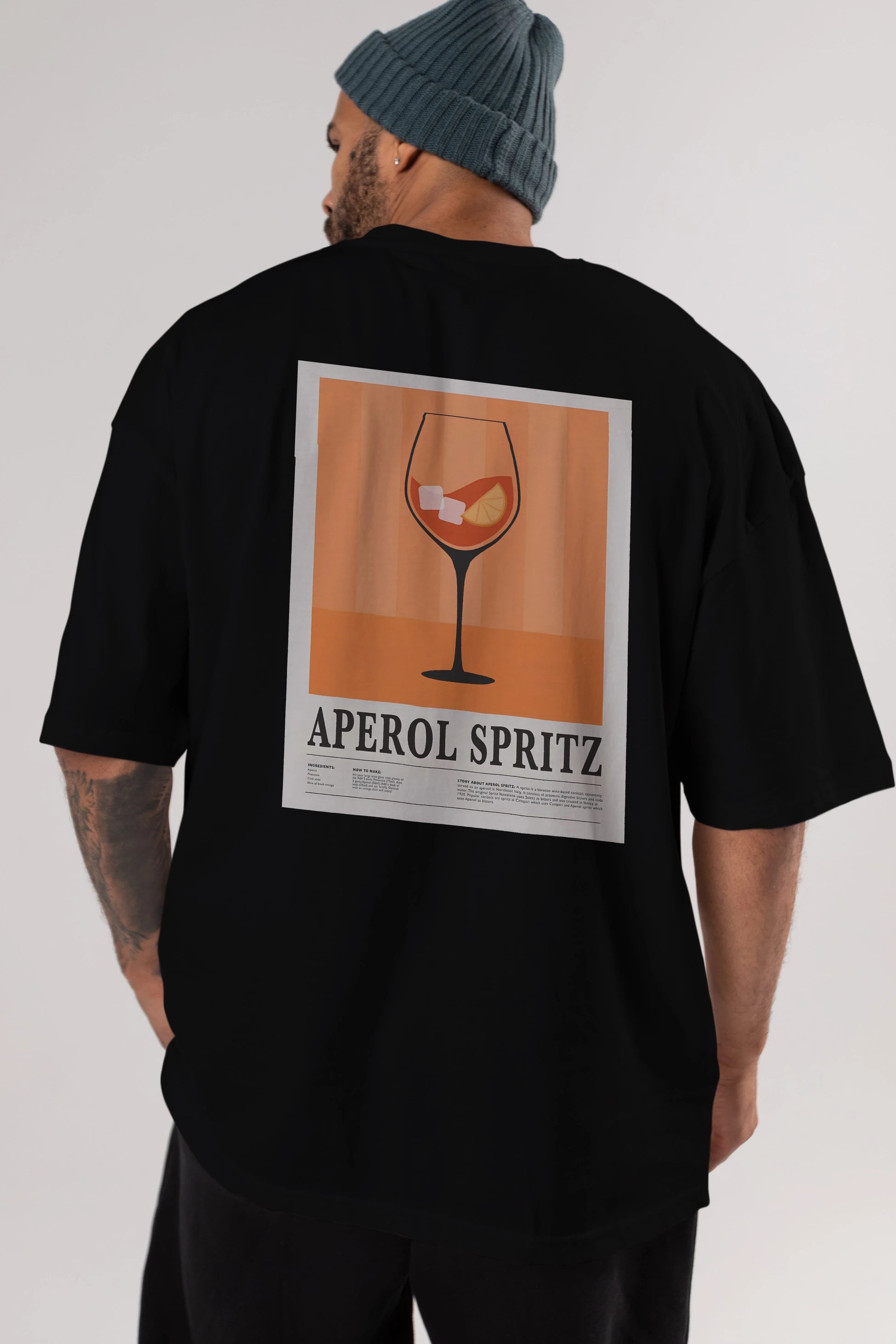 Aperol Spritz 8 Arka Baskılı Oversize t-shirt Erkek Kadın Unisex %100 Pamuk Bisiklet Yaka tişort