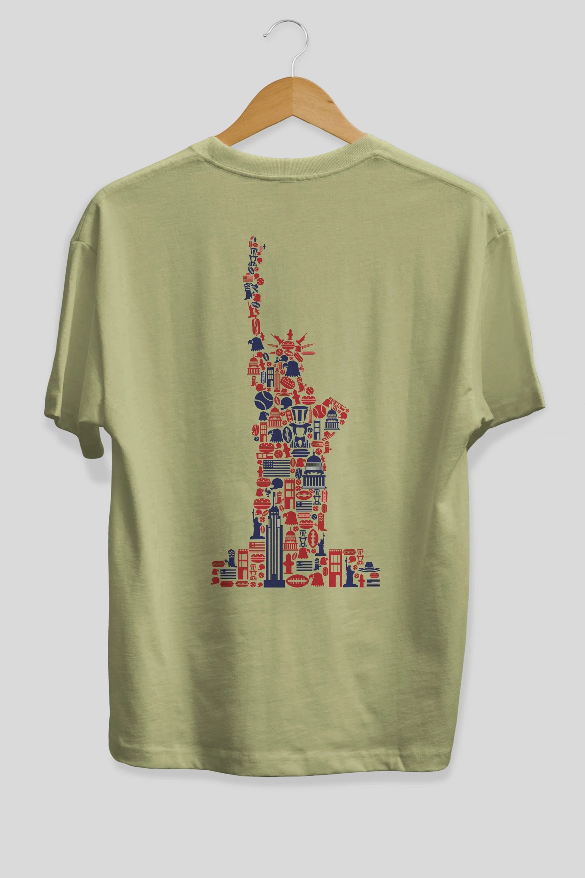 Liberty Arka Baskılı Oversize t-shirt %100 pamuk Erkek Kadın Unisex