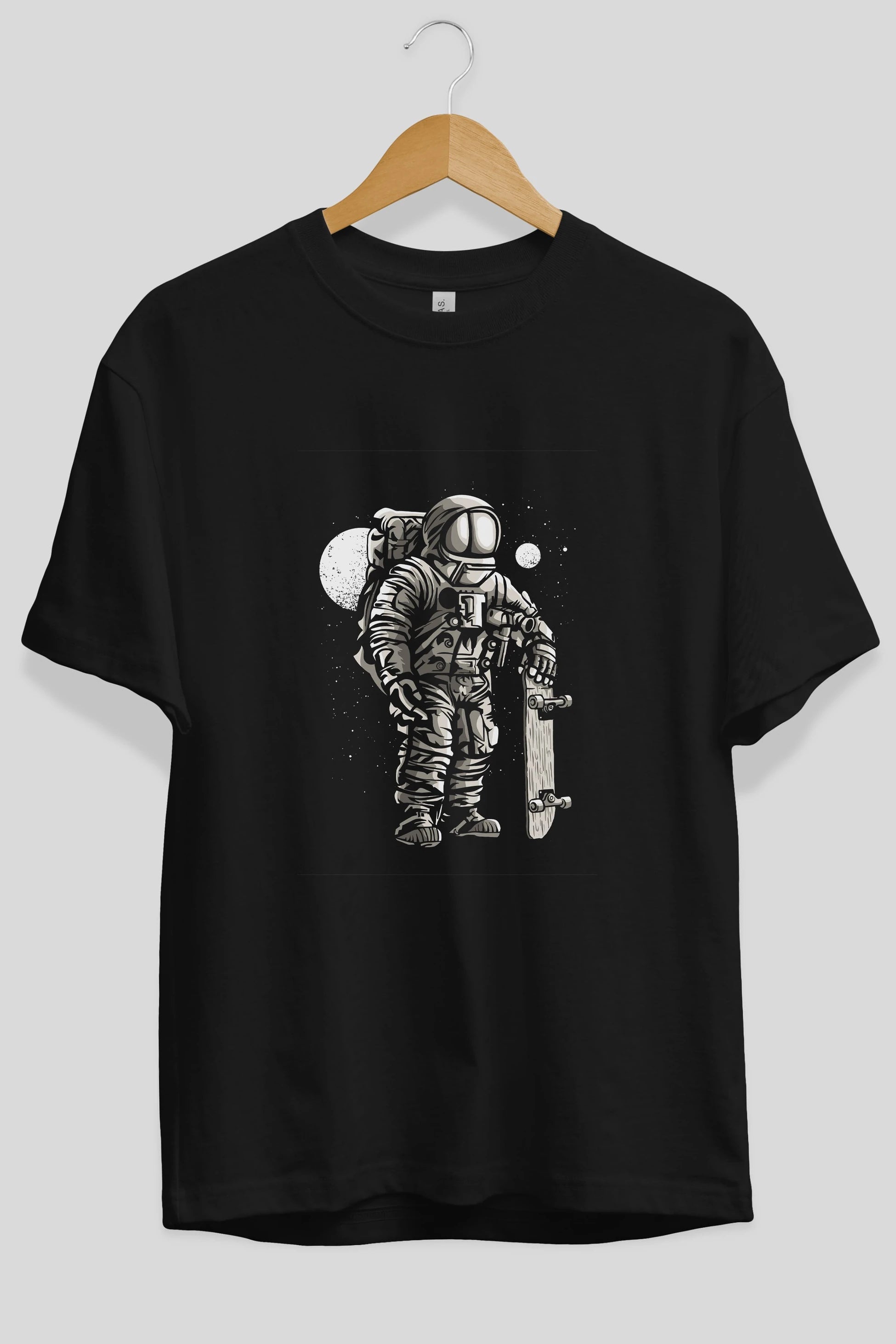 Astronaut Skater Ön Baskılı Oversize t-shirt Erkek Kadın Unisex %100 Pamuk tişort