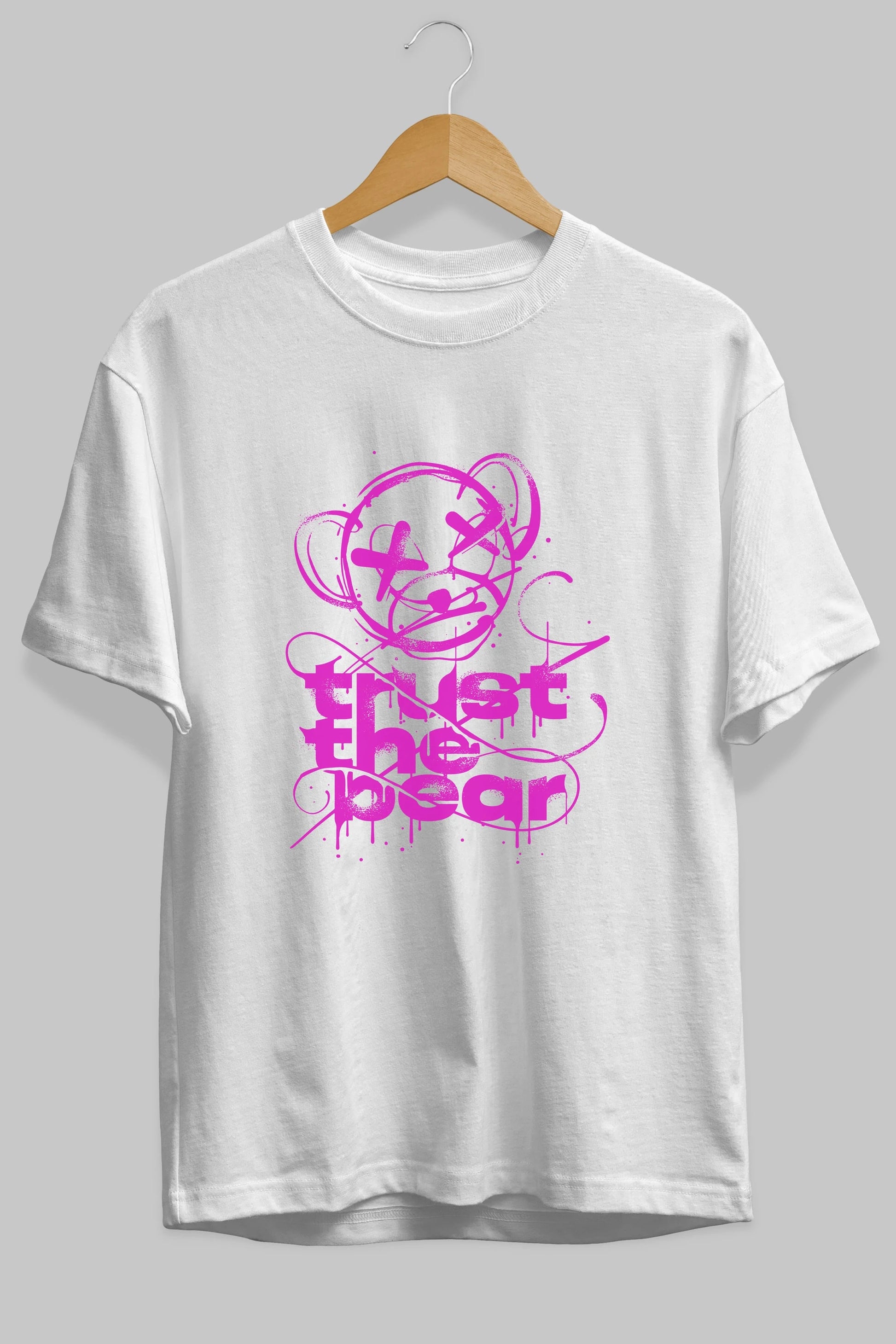 Trust The Bear 2 Ön Baskılı Oversize t-shirt Erkek Kadın Unisex