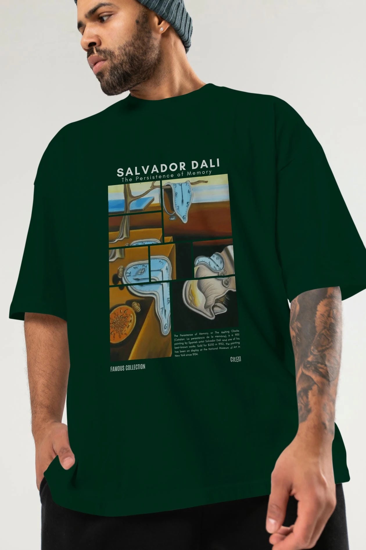 Salvador Dali ön Baskılı Oversize t-shirt Erkek Kadın Bisiklet Yaka Pamuk tişort