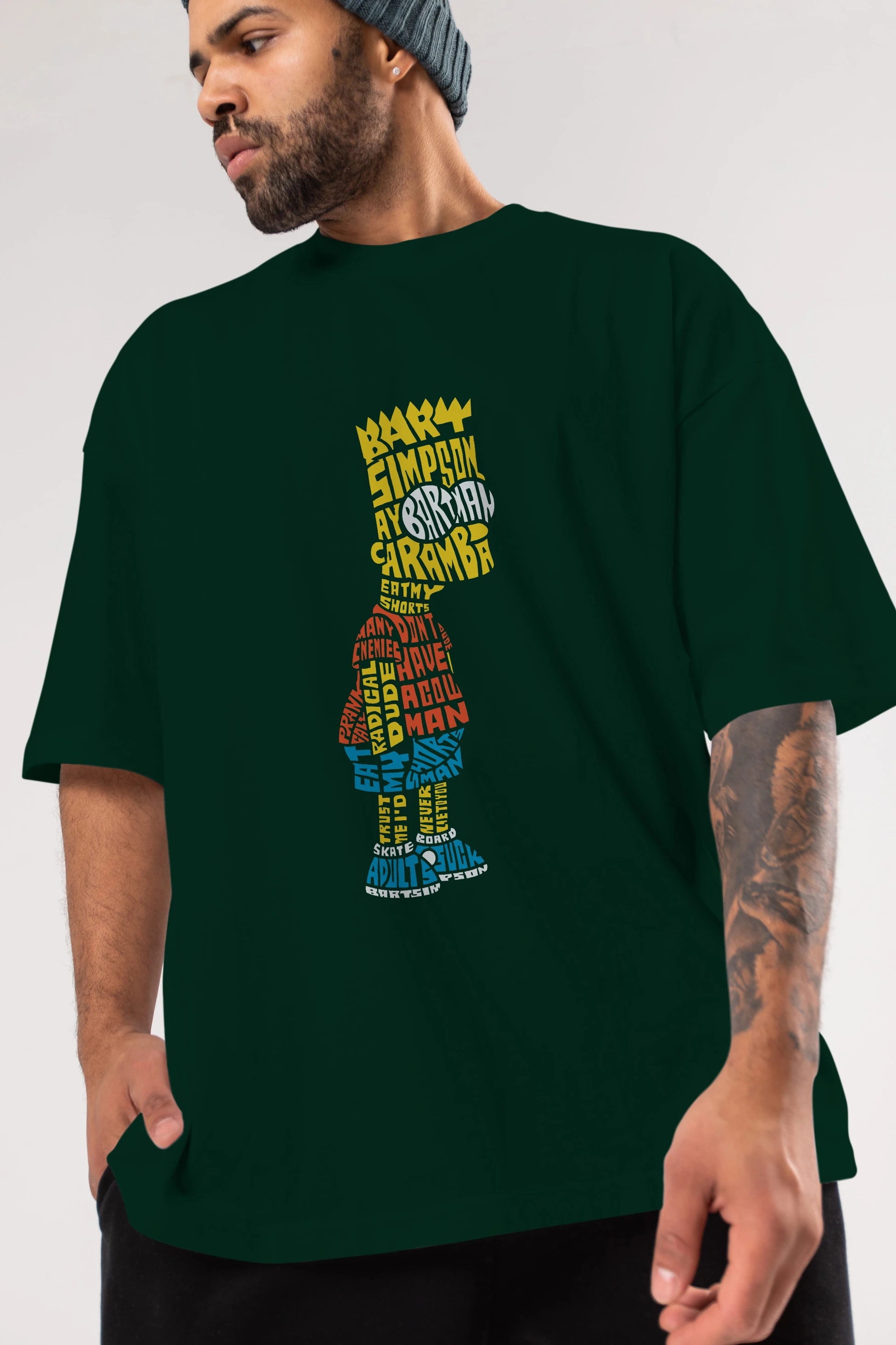 Bart Simpson Ön Baskılı Oversize t-shirt %100 pamuk Erkek Kadın Unisex