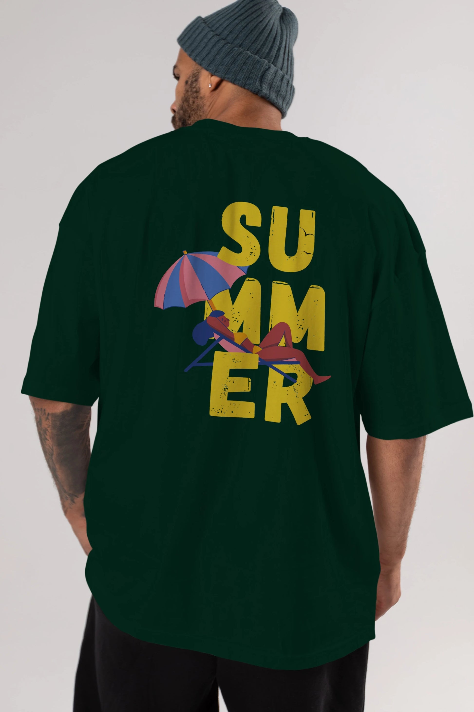 Summer Yazılı Arka Baskılı Oversize t-shirt Erkek Kadın Unisex