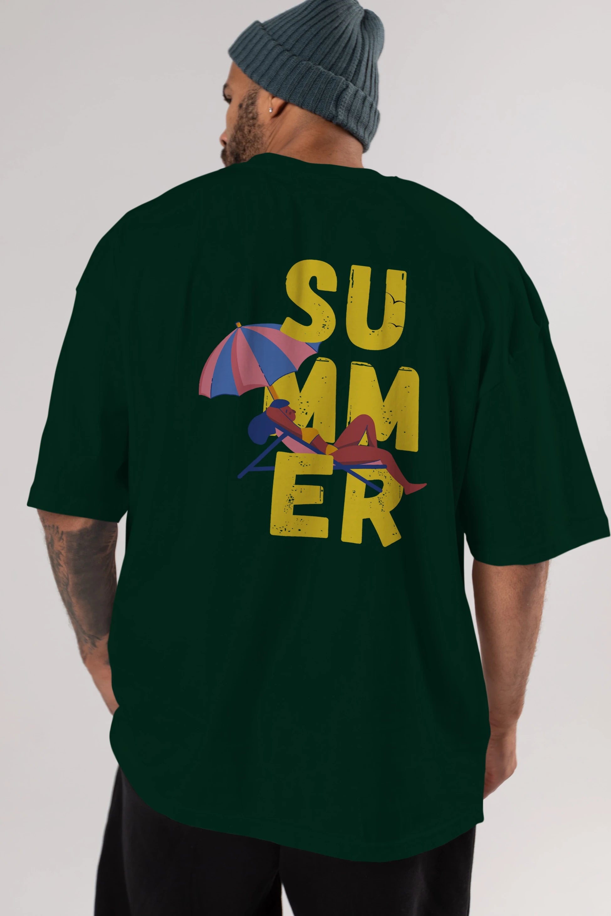 Summer Yazılı Arka Baskılı Oversize t-shirt Erkek Kadın Unisex