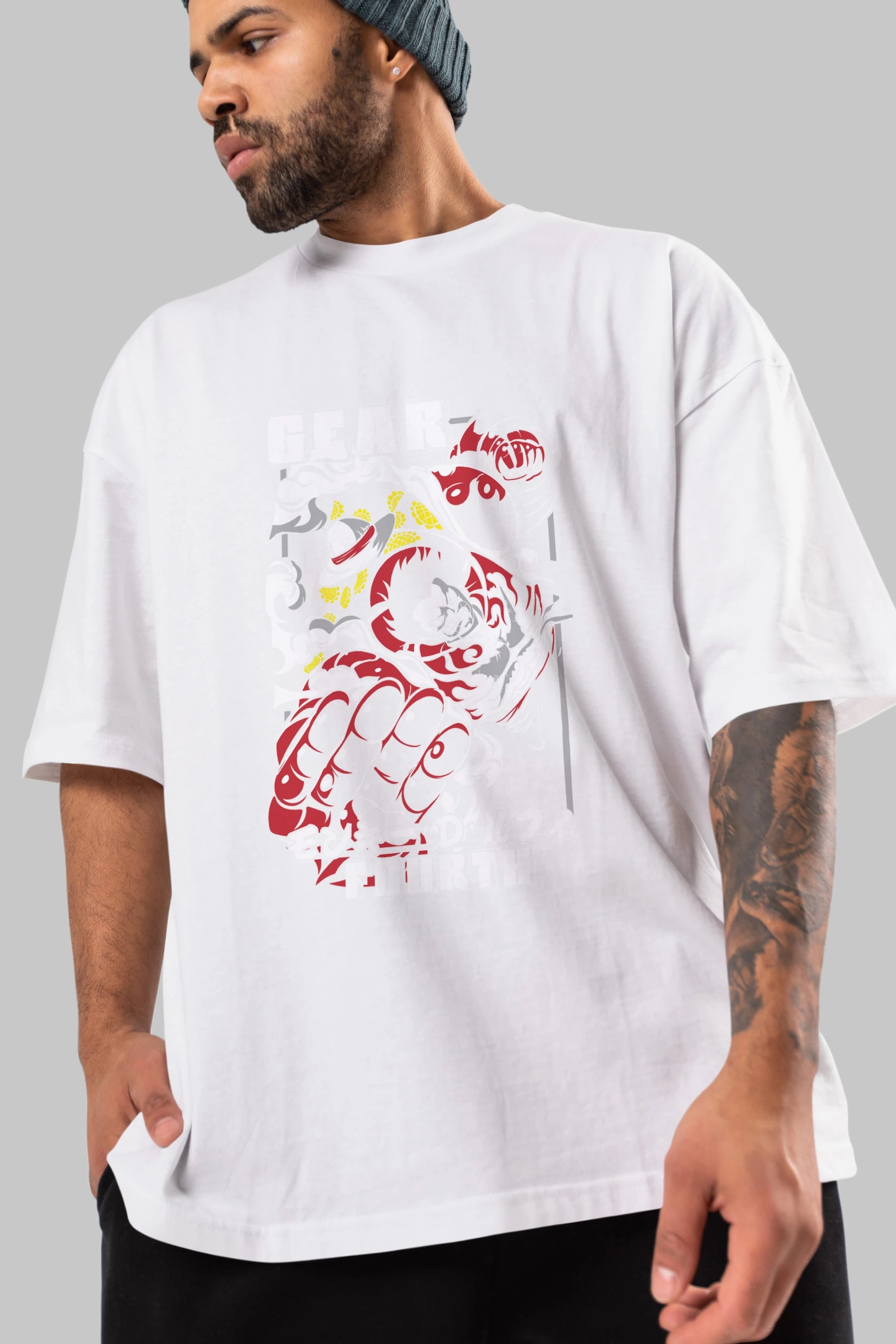 LUFFY gear fourth Anime Ön Baskılı Oversize t-shirt %100 pamuk Erkek Kadın Unisex