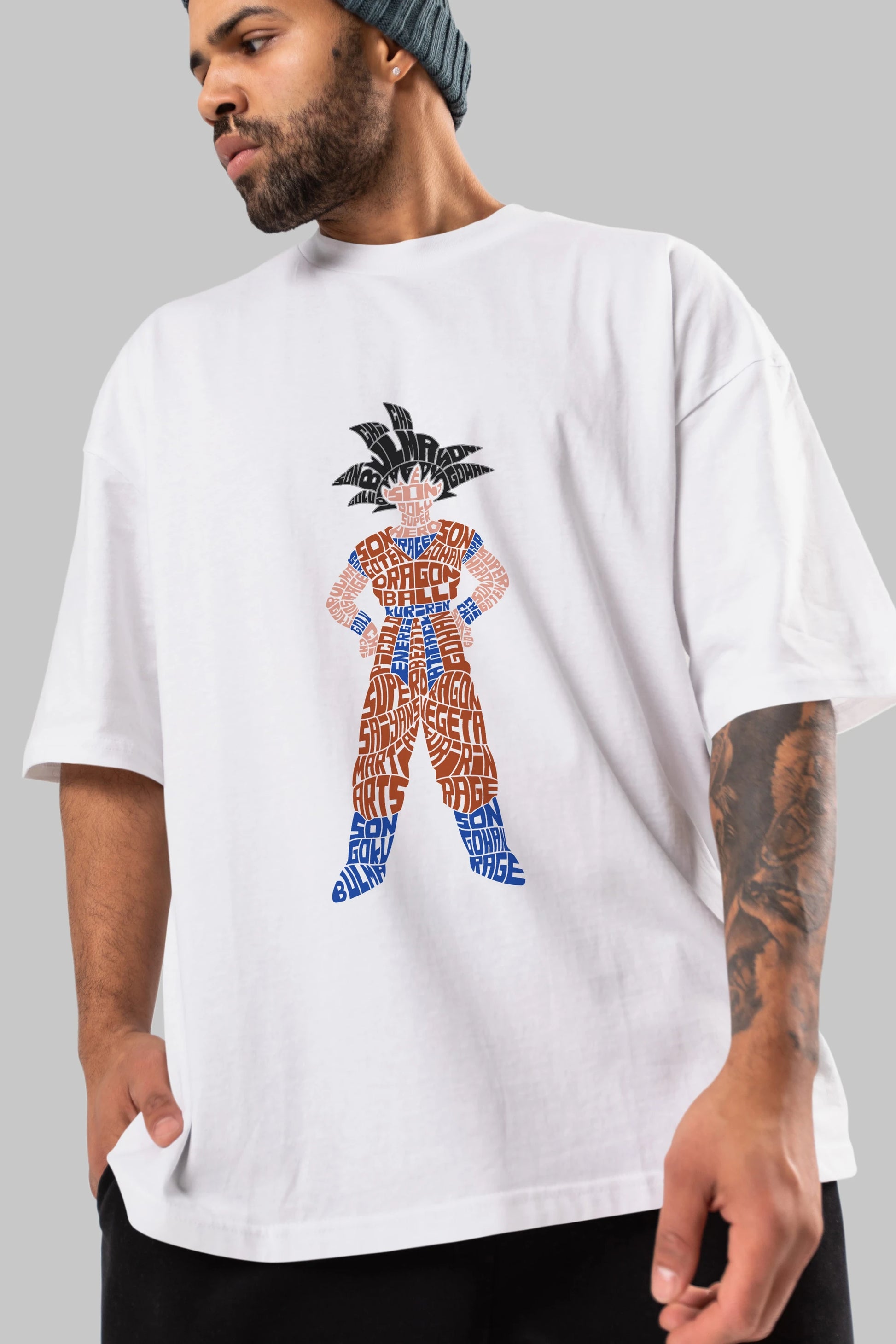 Goku Ön Baskılı Oversize t-shirt %100 pamuk Erkek Kadın Unisex