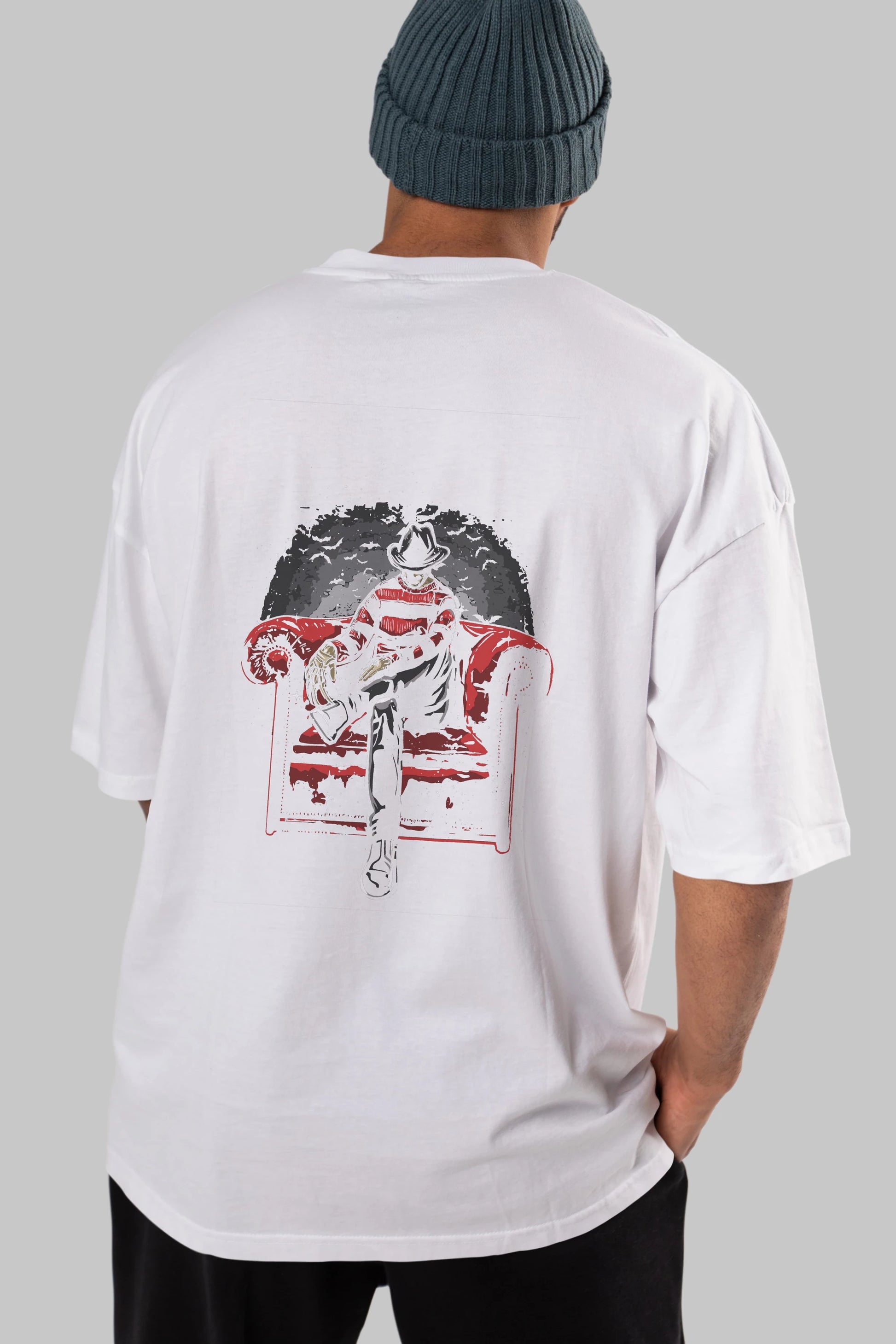 Nightmare Side Arka Baskılı Oversize t-shirt Erkek Kadın Unisex %100 Pamuk