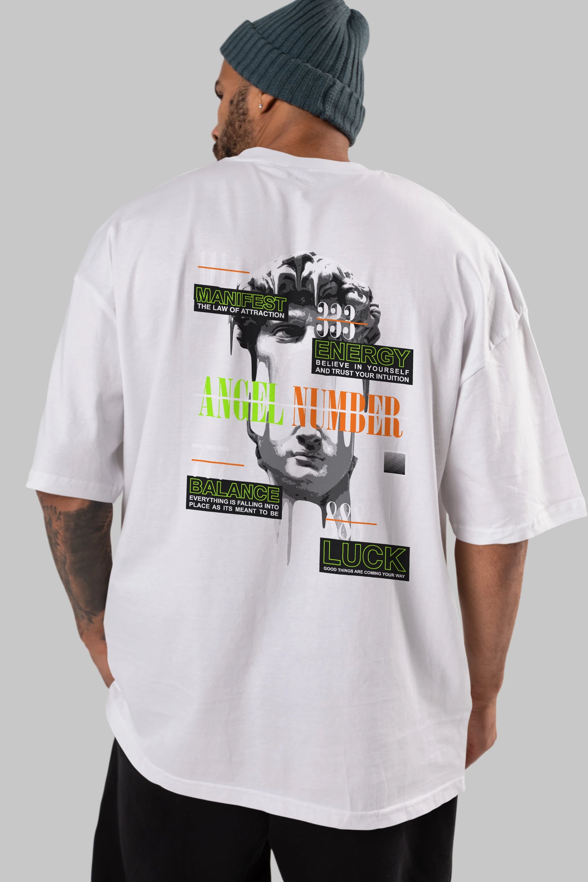 Angel Number Arka Baskılı Oversize t-shirt Erkek Kadın Unisex