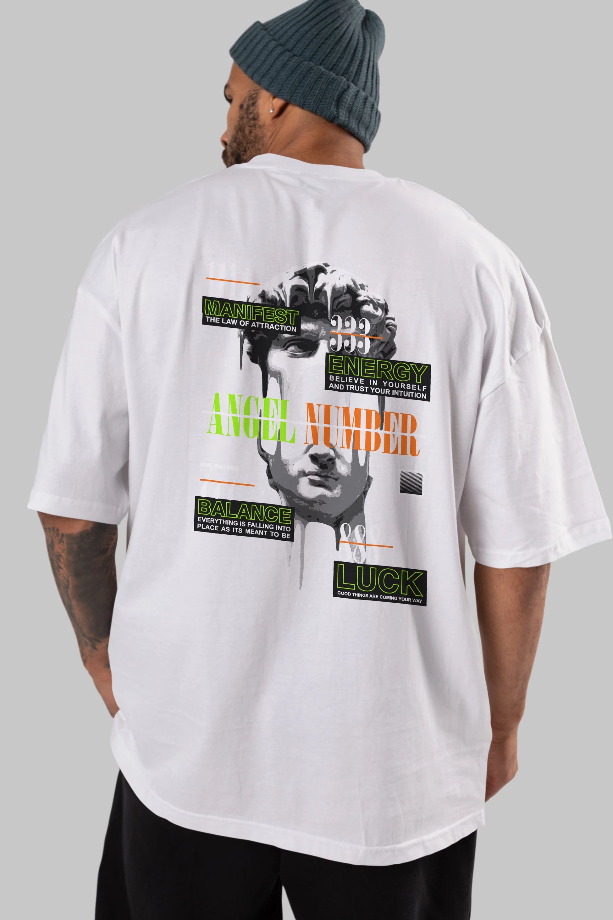 Angel Number Arka Baskılı Oversize t-shirt Erkek Kadın Unisex