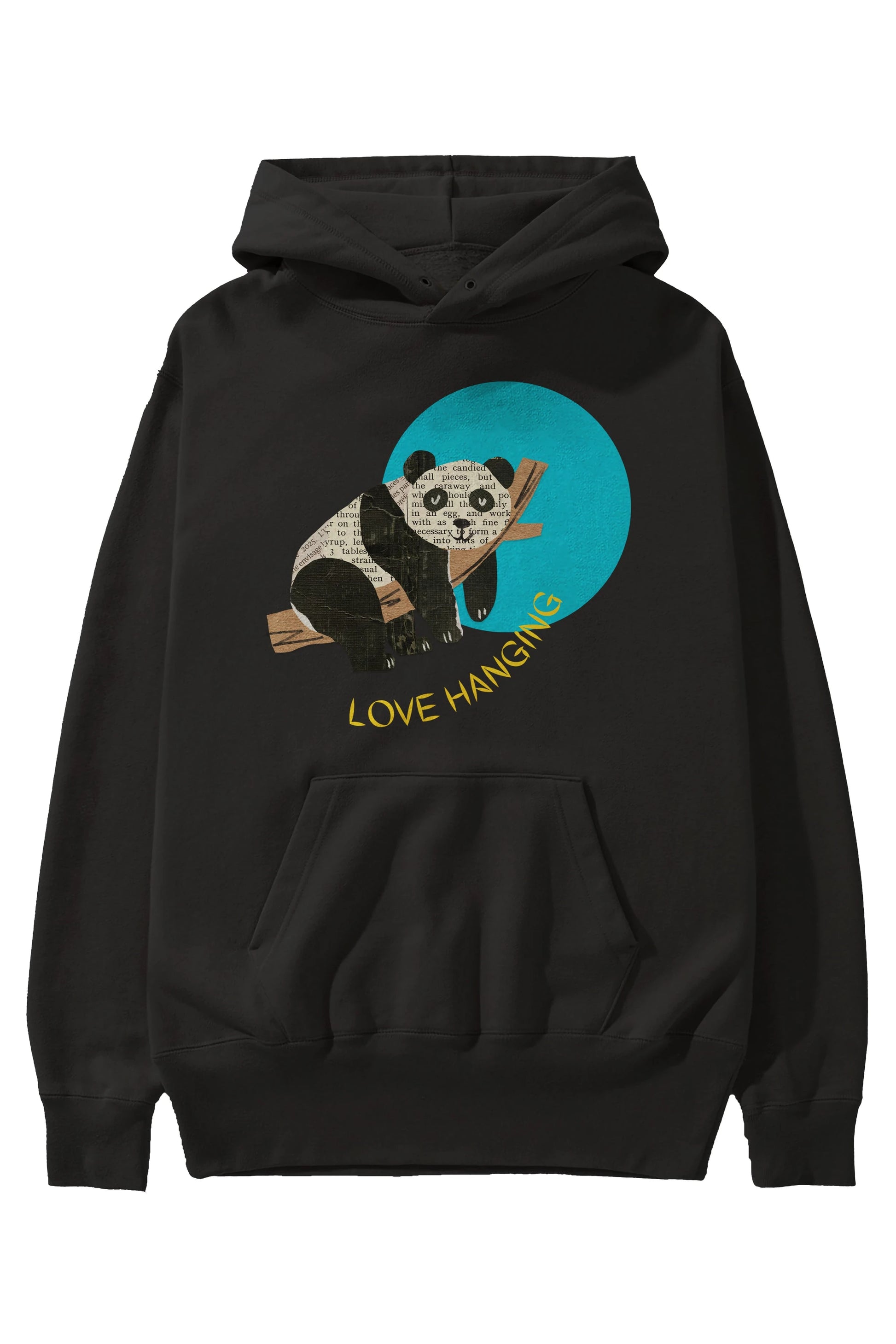 Panda Love Hanging Ön Baskılı Oversize Hoodie Kapüşonlu Sweatshirt Erkek Kadın Unisex