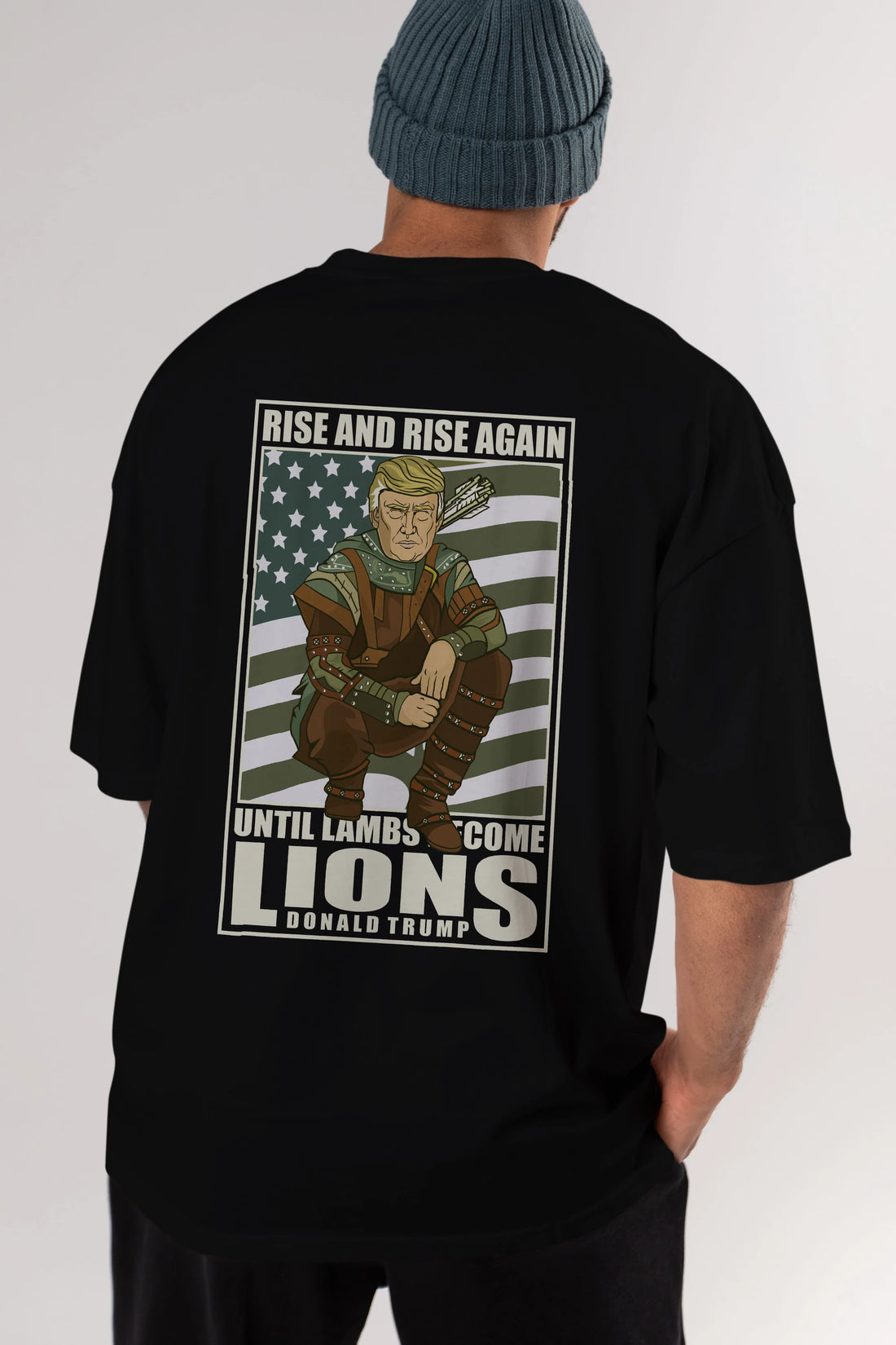 Robin Hood Trump Arka Baskılı Oversize t-shirt Erkek Kadın Unisex %100 Pamuk tişort