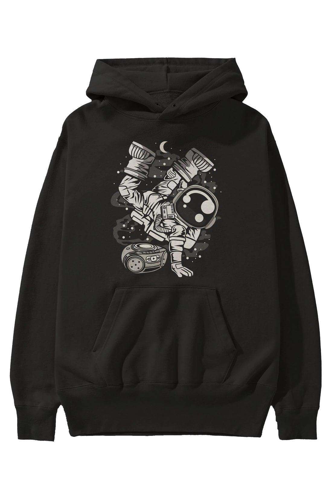 Space Breakdance Ön Baskılı Hoodie Oversize Kapüşonlu Sweatshirt Erkek Kadın Unisex