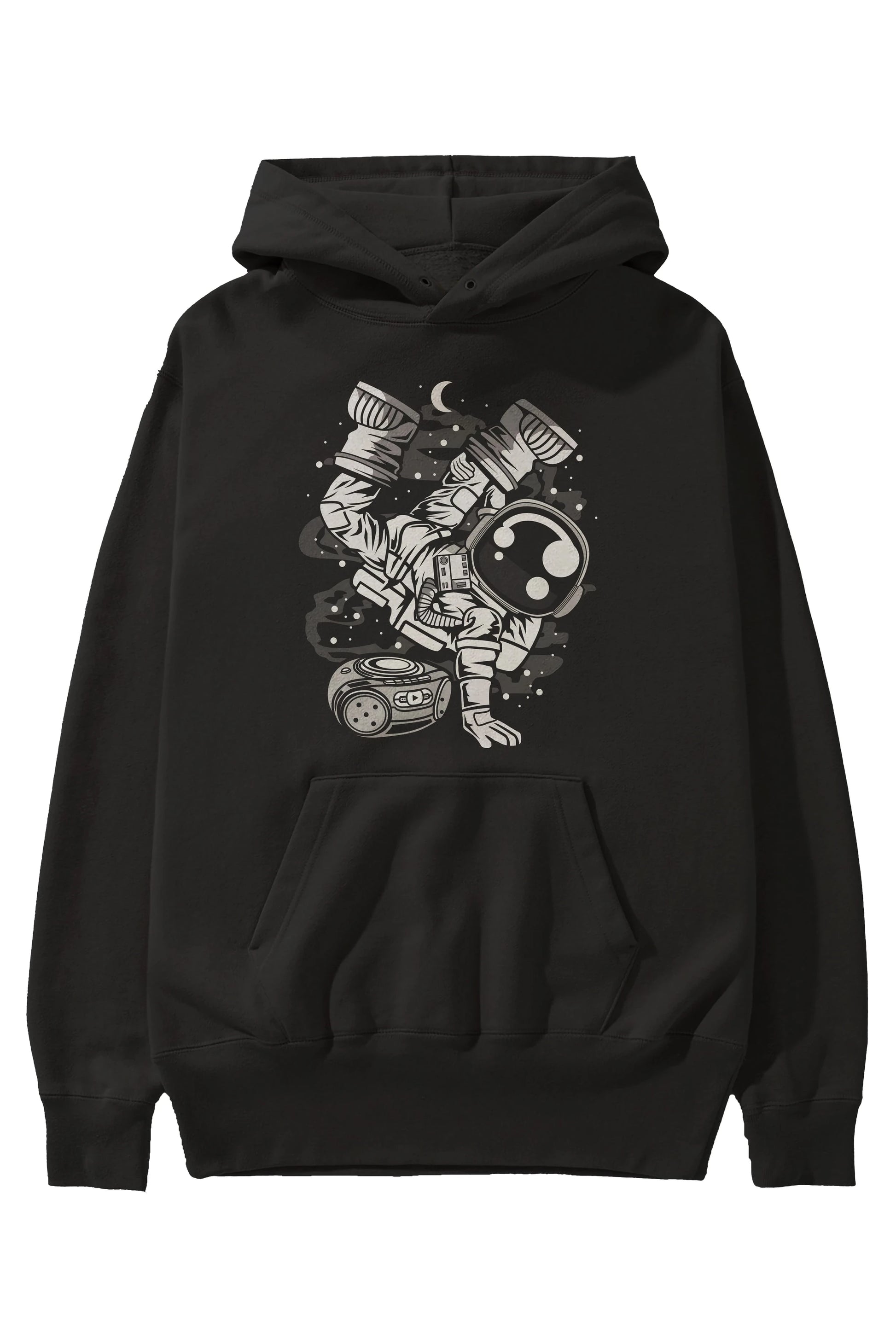 Space Breakdance Ön Baskılı Hoodie Oversize Kapüşonlu Sweatshirt Erkek Kadın Unisex