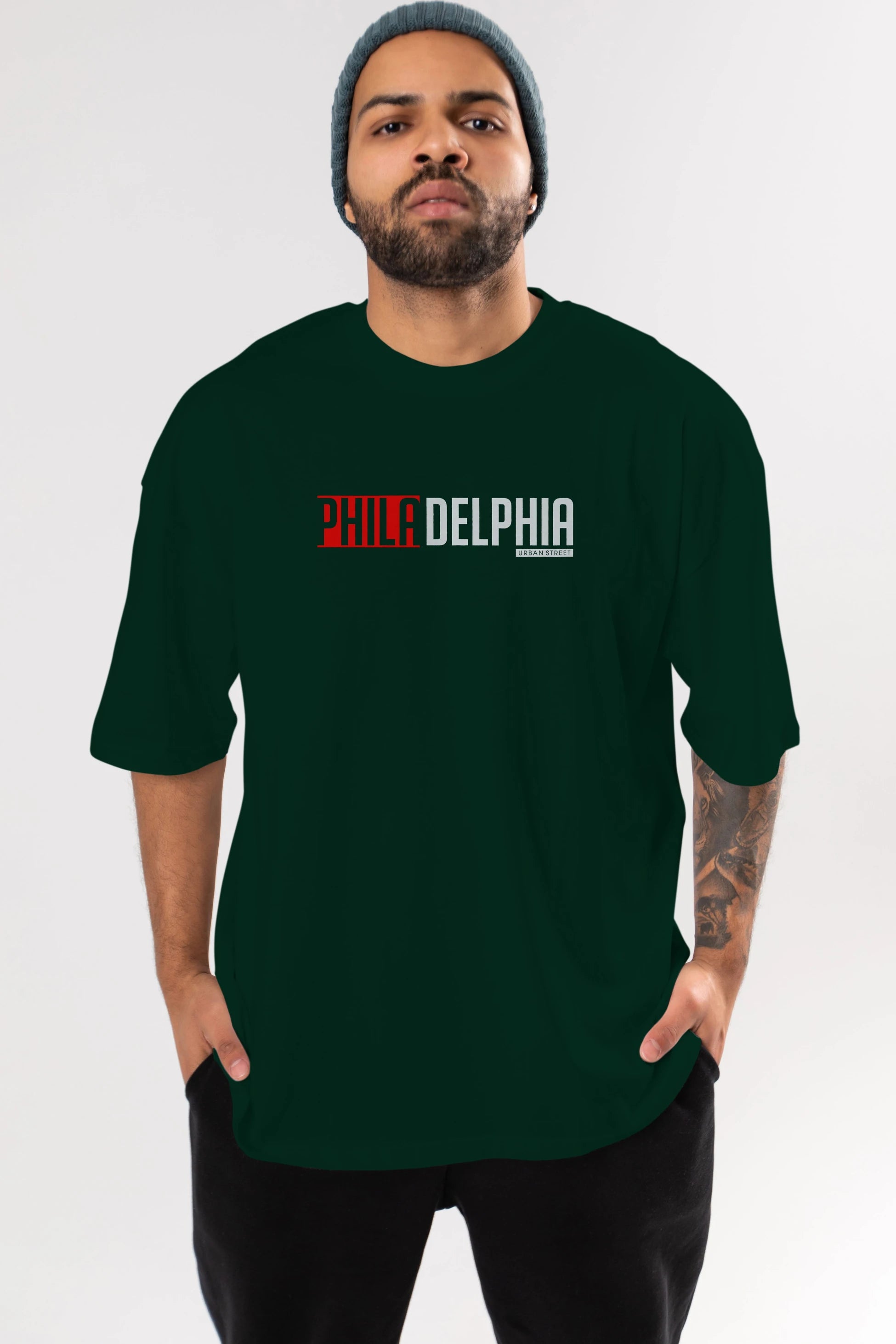 Philadelphia Ön Baskılı Oversize t-shirt Erkek Kadın Unisex