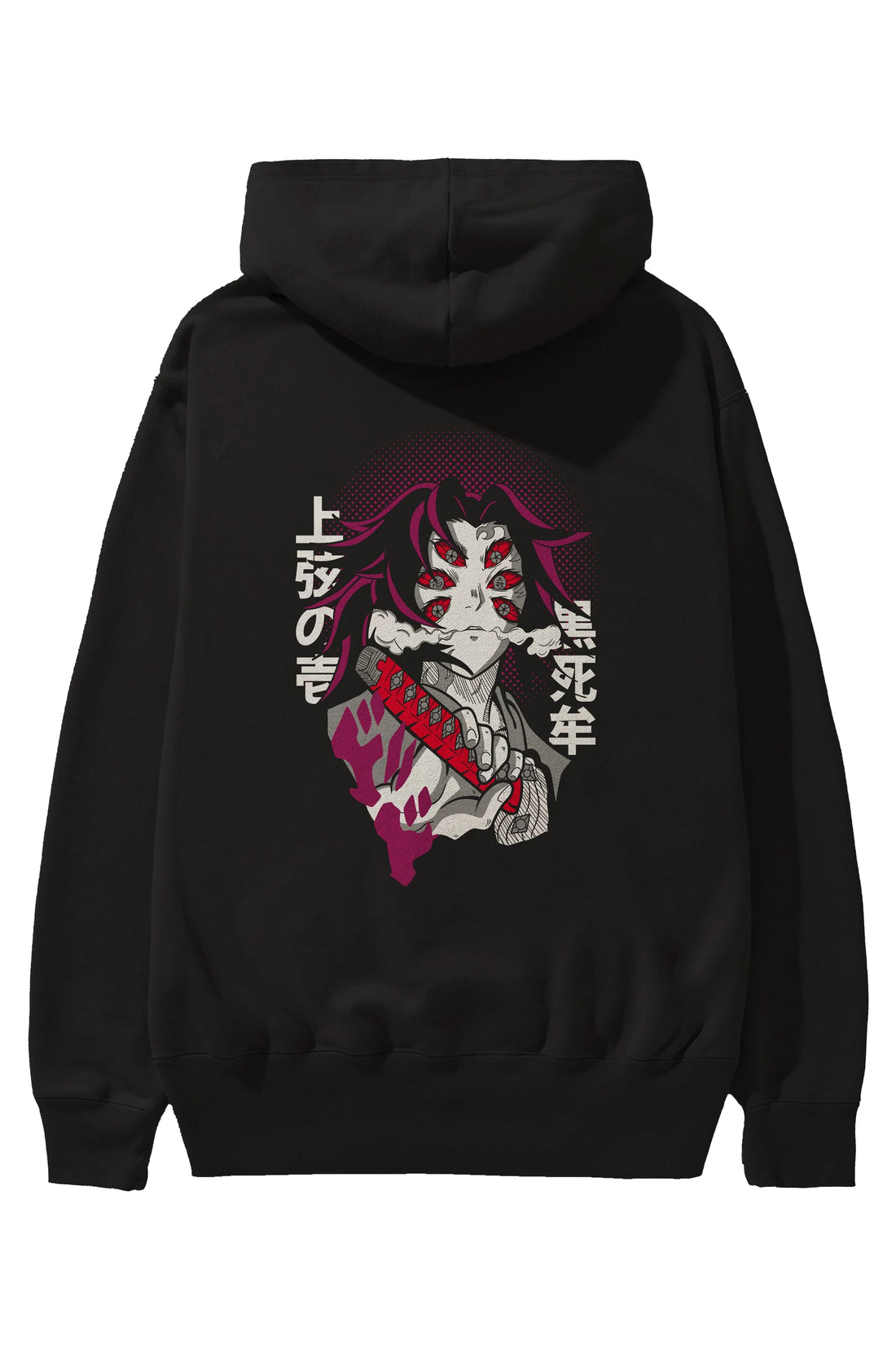 Kokushibo Anime Arka Baskılı Hoodie Oversize Kapüşonlu Sweatshirt Erkek Kadın Unisex