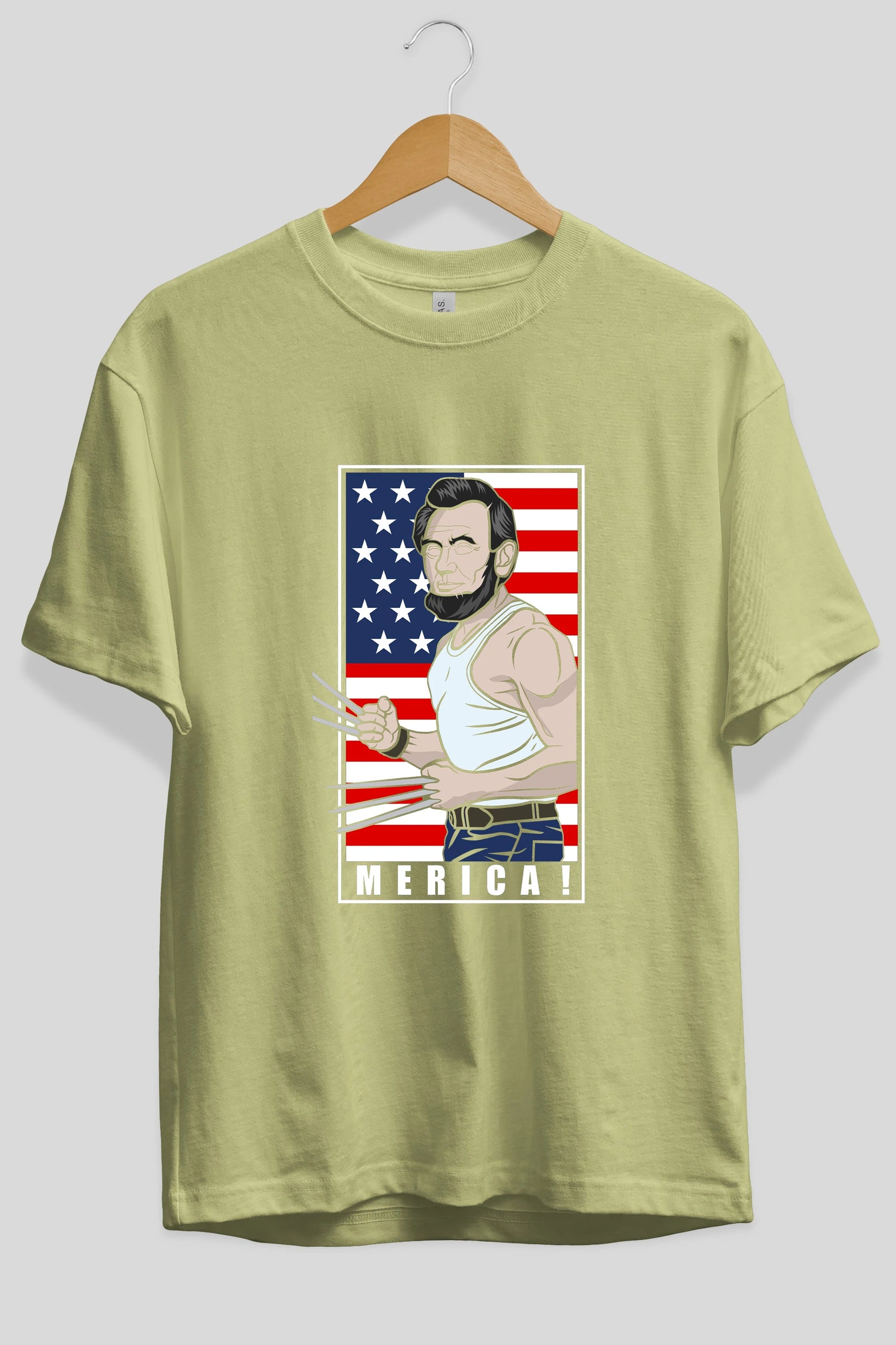 Wolverlincoln Ön Baskılı Oversize t-shirt Erkek Kadın Unisex %100 Pamuk tişort