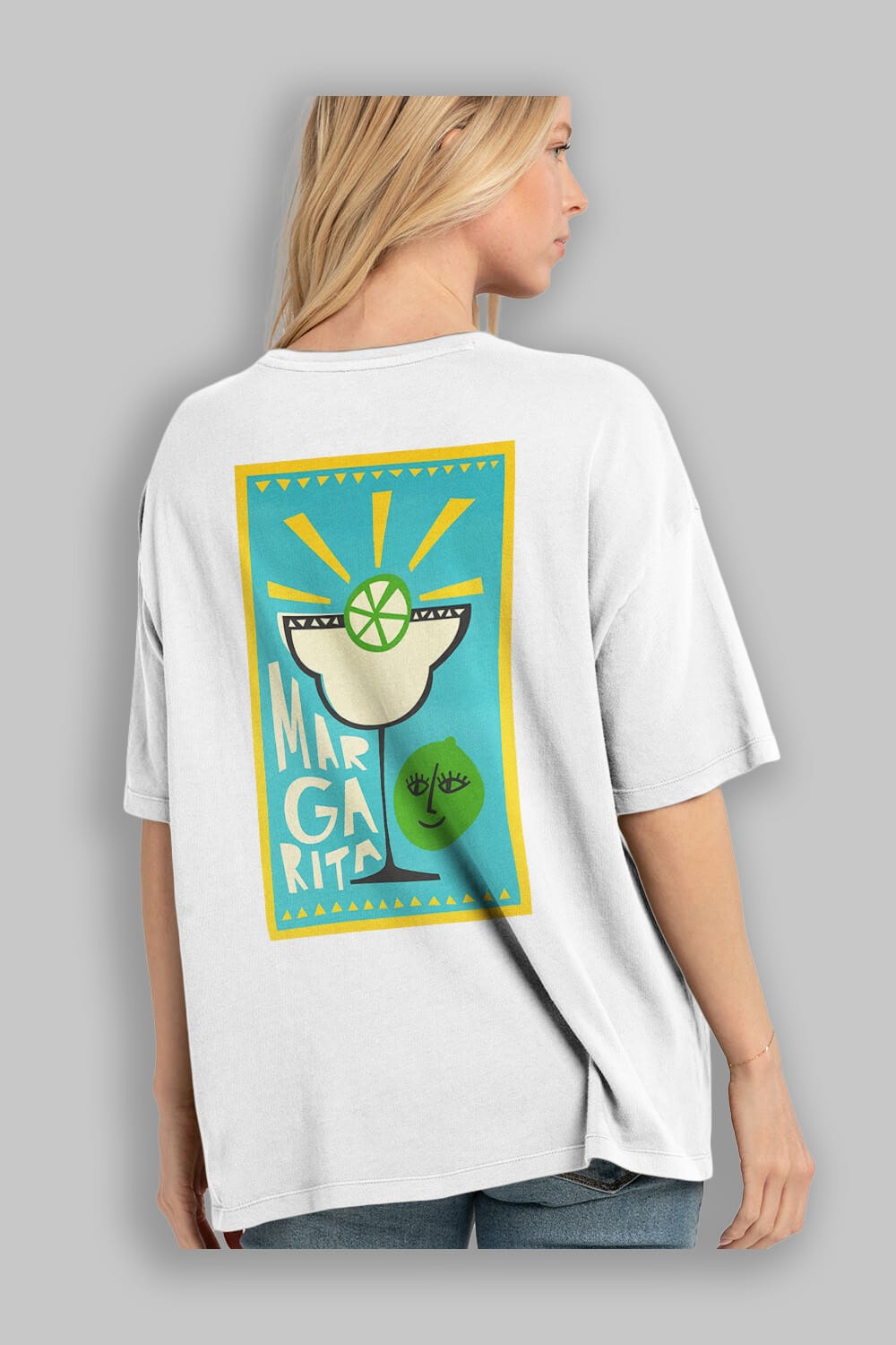 Margarita 4 Arka Baskılı Oversize t-shirt Erkek Kadın Unisex %100 Pamuk Bisiklet Yaka tişort