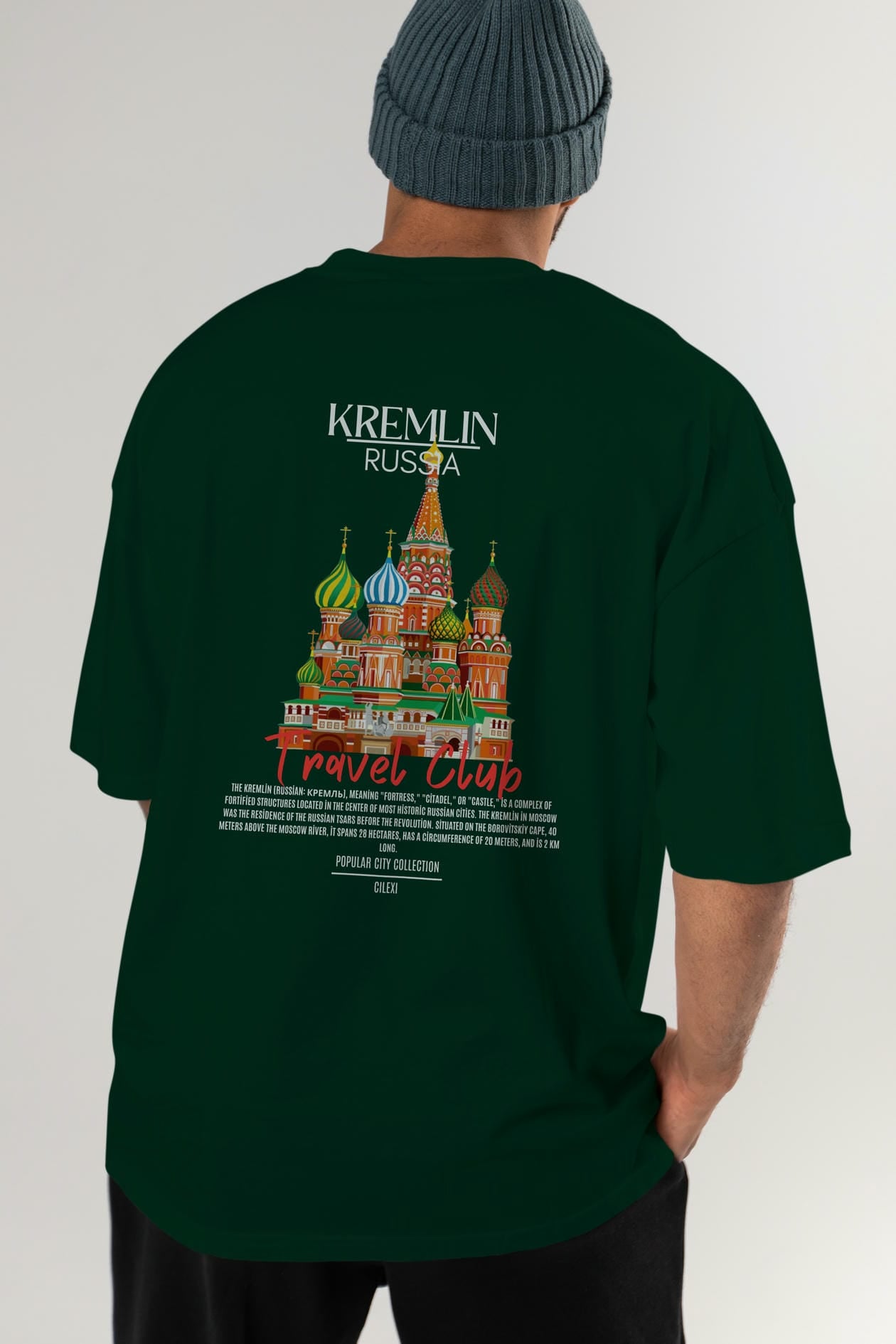 Kremlin Russia Arka Baskılı Oversize t-shirt Erkek Kadın Pamuk Bisiklet Yaka tişort