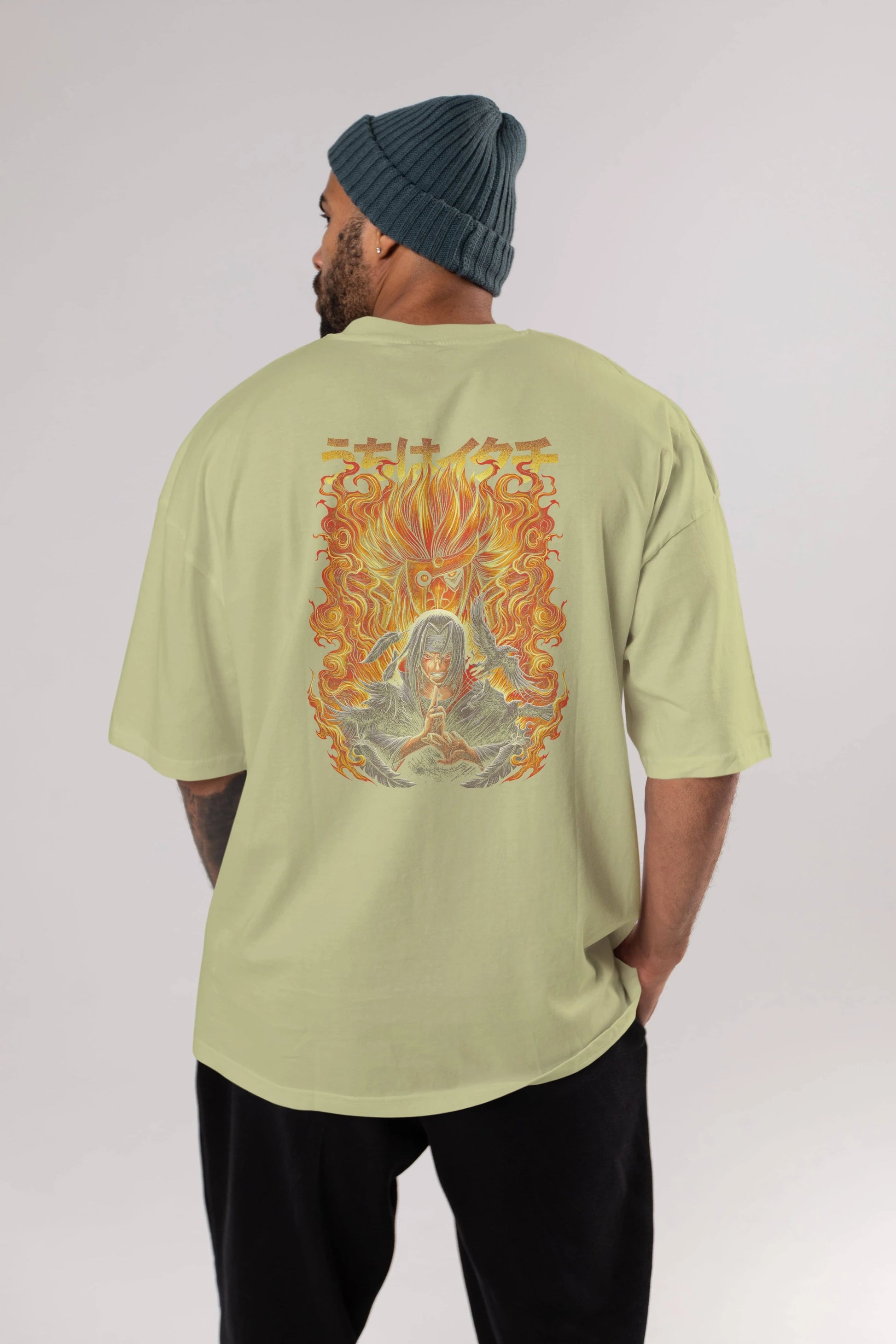 NARUTO ITACHI UCHIHA Anime Arka Baskılı Oversize t-shirt Erkek Kadın Unisex