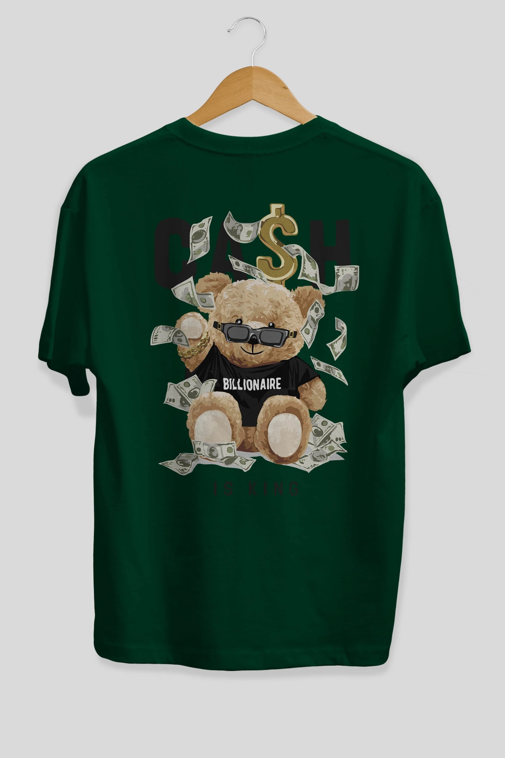 Teddy Bear Billionaire Arka Baskılı Oversize t-shirt Erkek Kadın Unisex %100 Pamuk