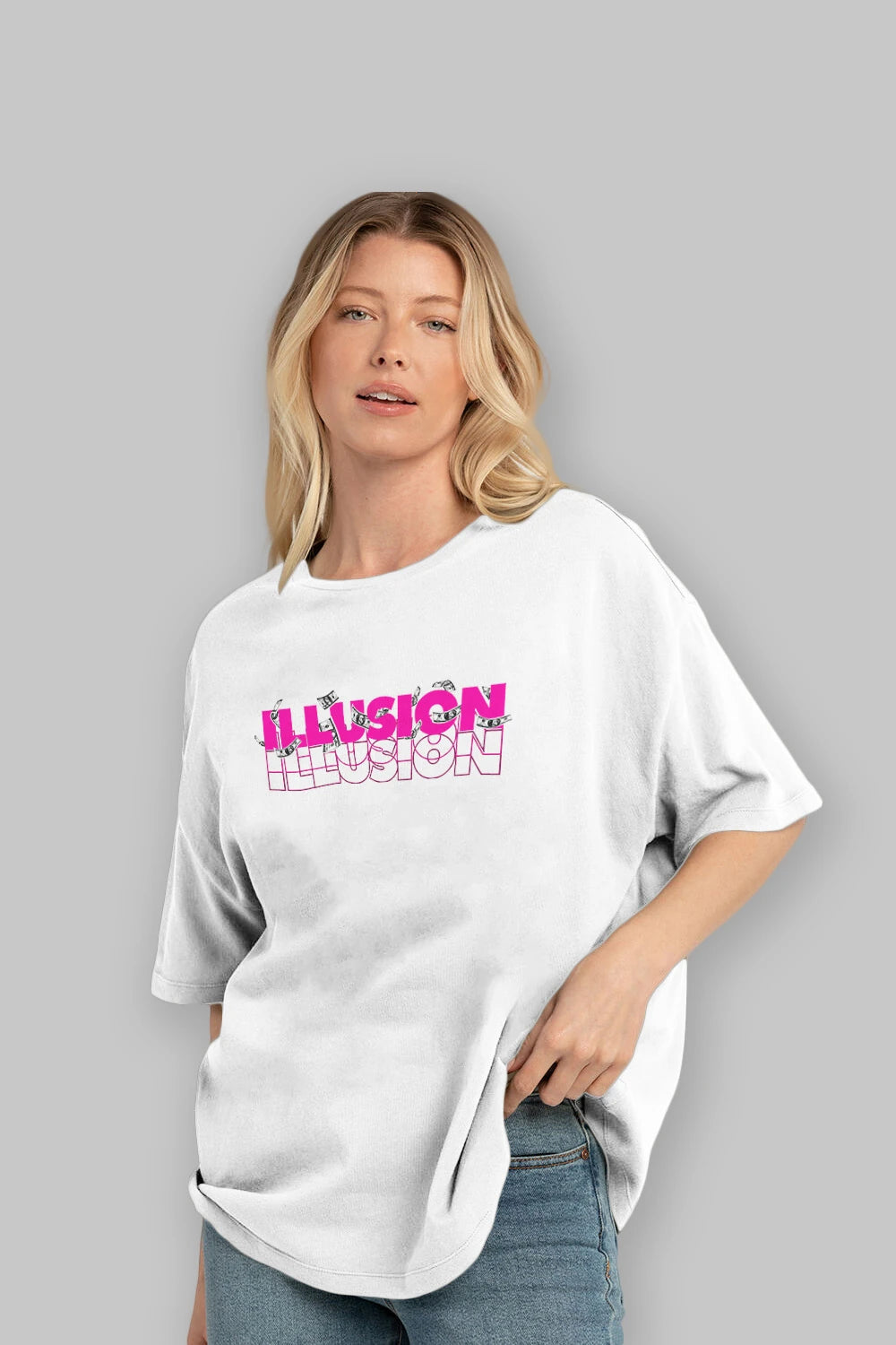 The Money Illusion Ön Baskılı Oversize t-shirt Erkek Kadın Unisex