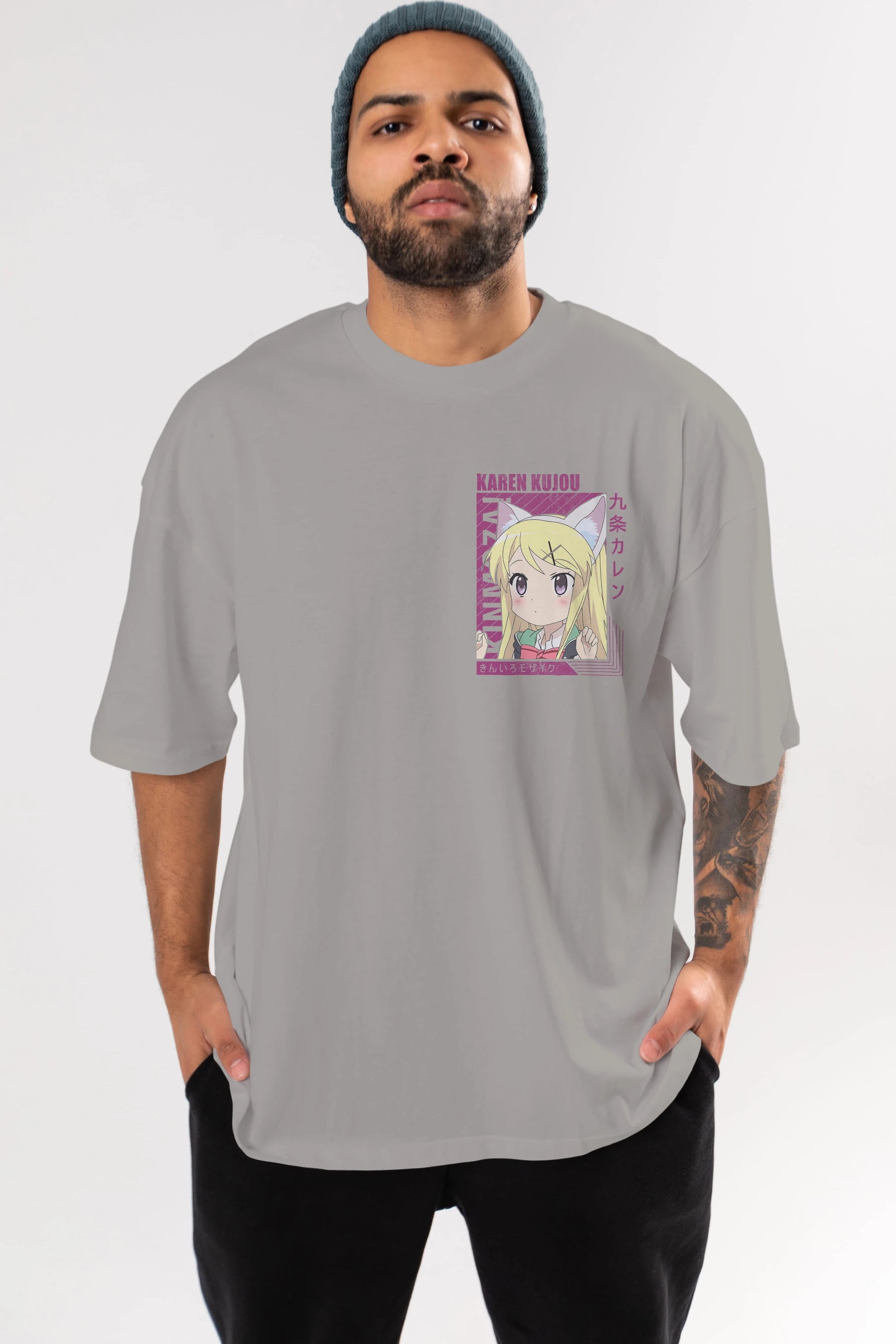 Karen Kujou 4 Ön Sol Baskılı Oversize t-shirt Erkek Kadın Unisex %100 Pamuk Bisiklet Yaka tişort