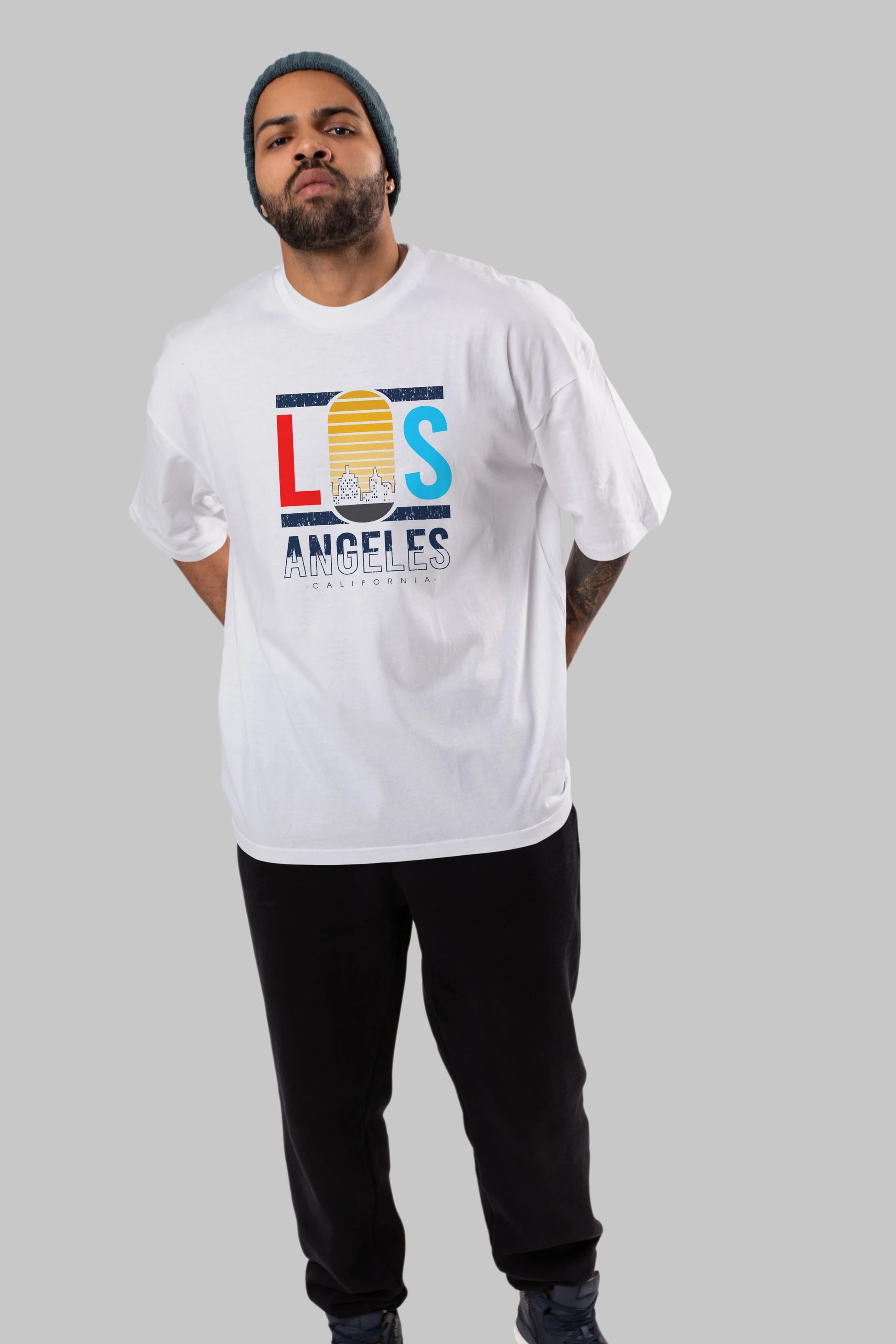 Los Angeles Ön Baskılı Oversize t-shirt Erkek Kadın Unisex