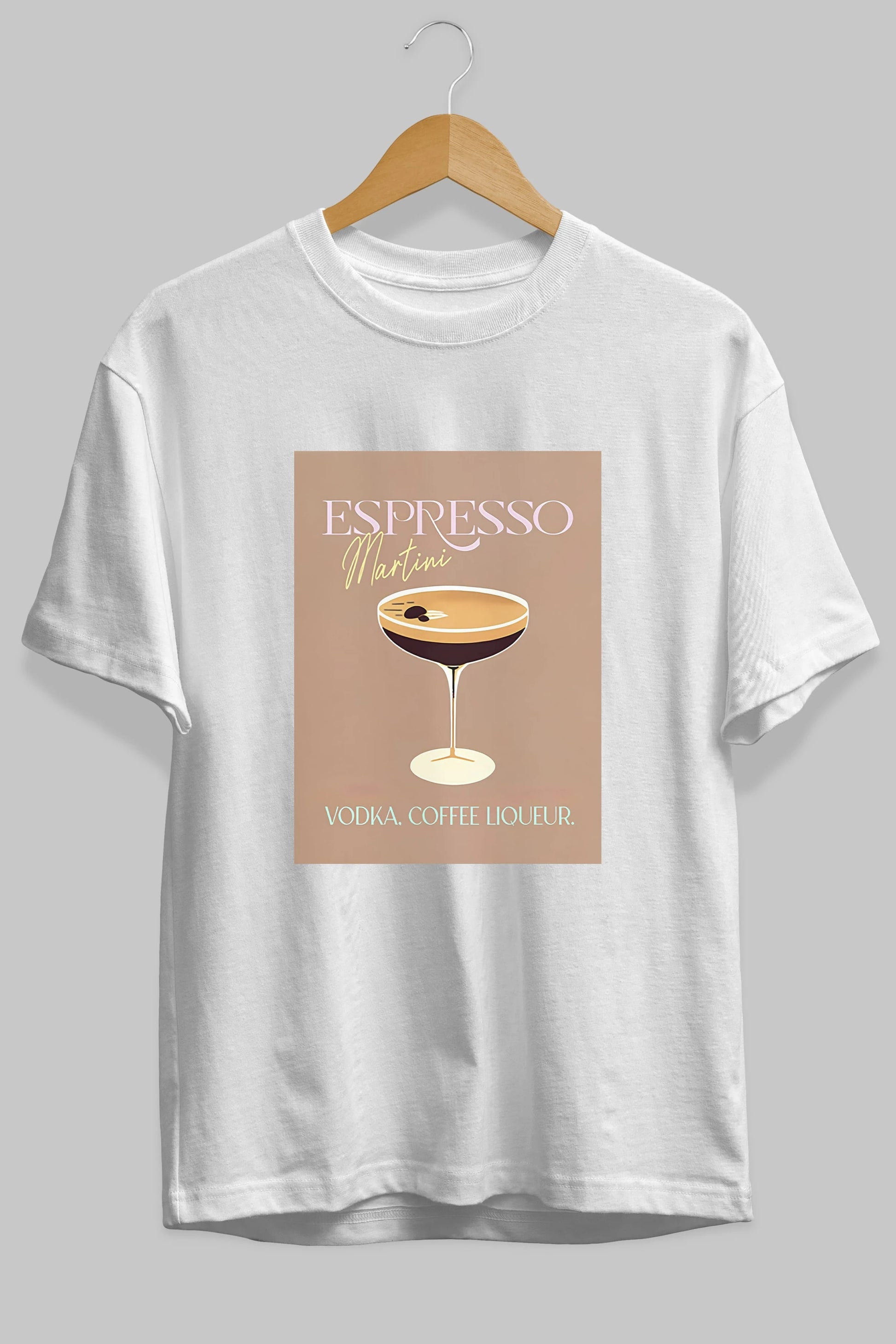 Espresso Martini Cocktail Ön Baskılı Oversize t-shirt Erkek Kadın Unisex %100 Pamuk Bisiklet Yaka tişort