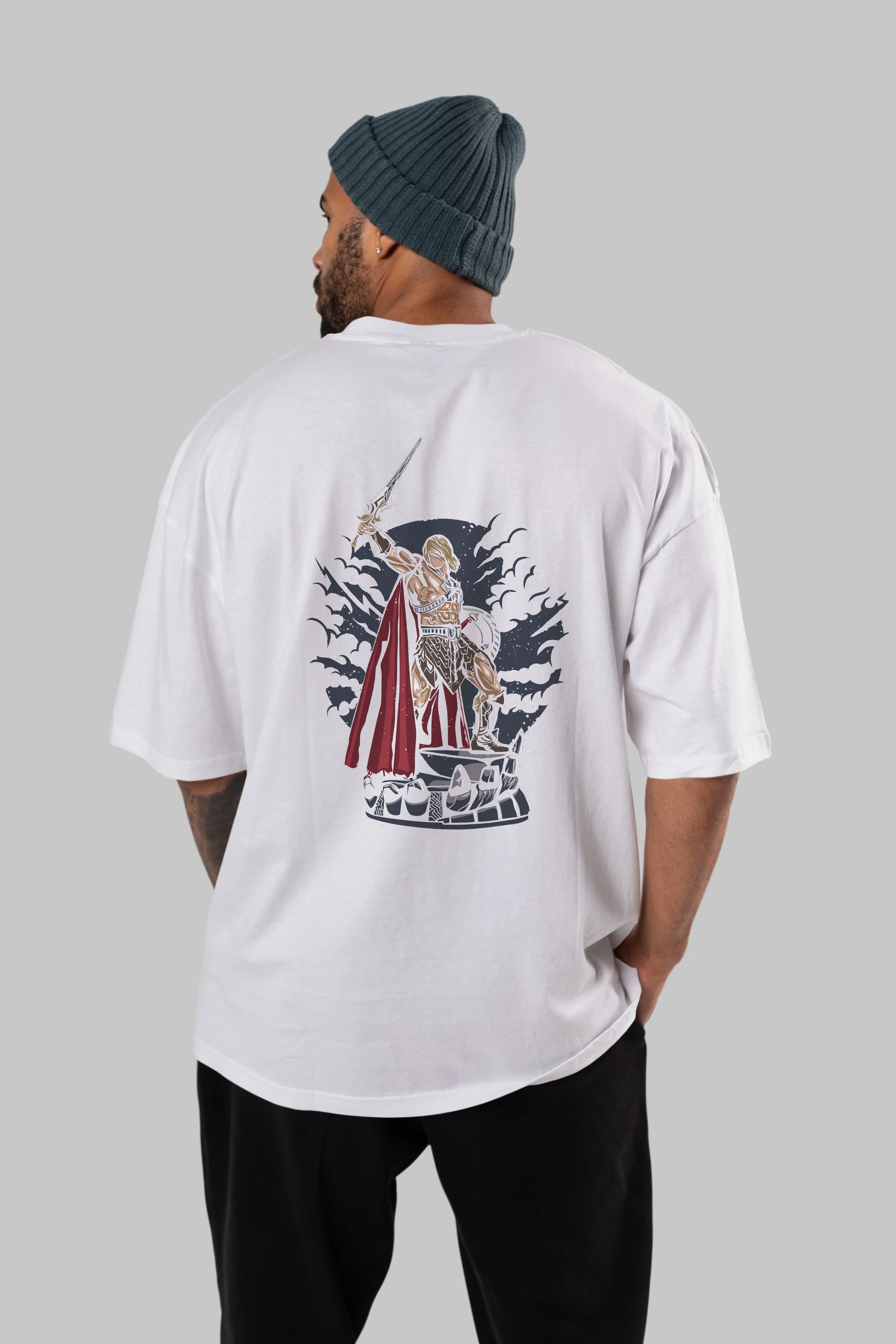 Warrior Arka Baskılı Oversize t-shirt Erkek Kadın Unisex %100 Pamuk