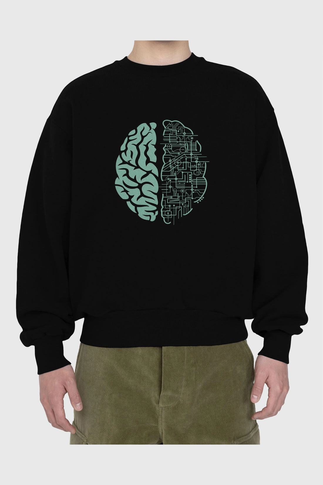 Electric Brain Ön Baskılı Oversize Sweatshirt Erkek Kadın Unisex