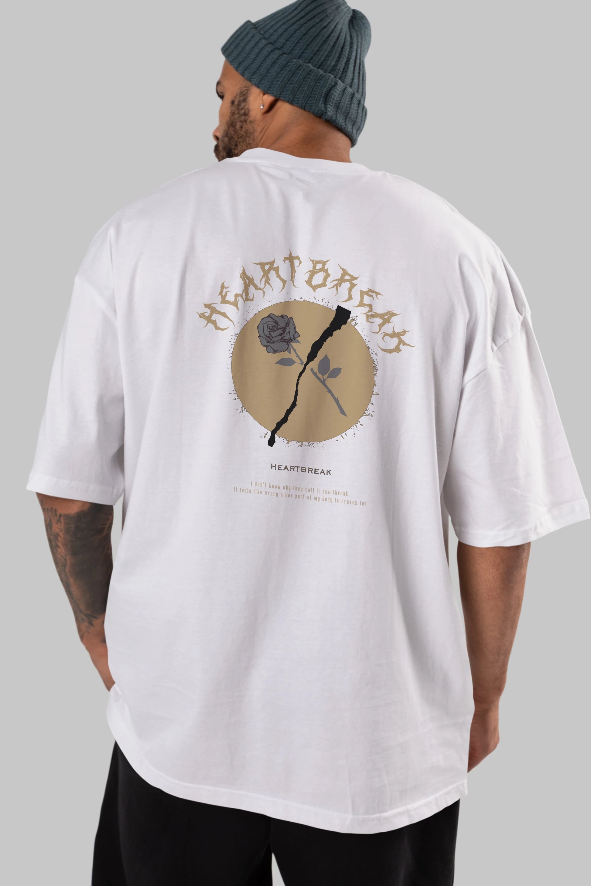 Heartbreak Arka Baskılı Oversize t-shirt Erkek Kadın Unisex