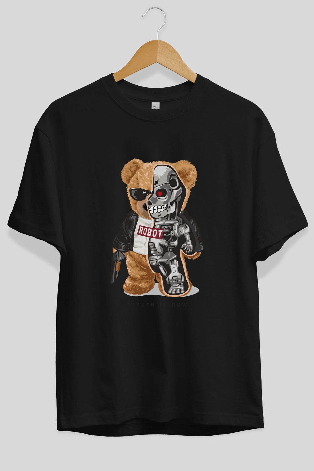 Teddy Bear Robot Ön Baskılı Oversize t-shirt Erkek Kadın Unisex %100 Pamuk