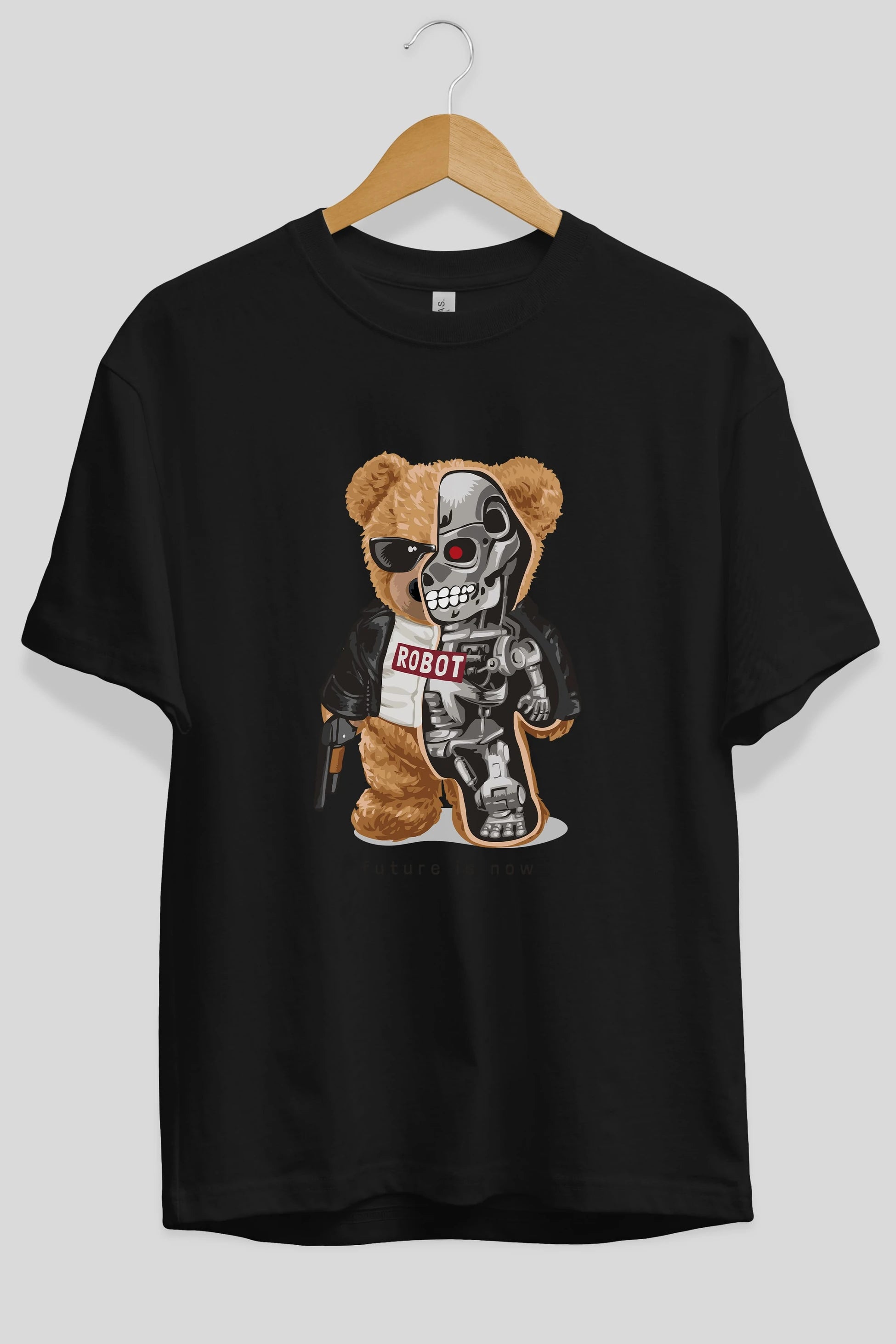 Teddy Bear Robot Ön Baskılı Oversize t-shirt Erkek Kadın Unisex %100 Pamuk