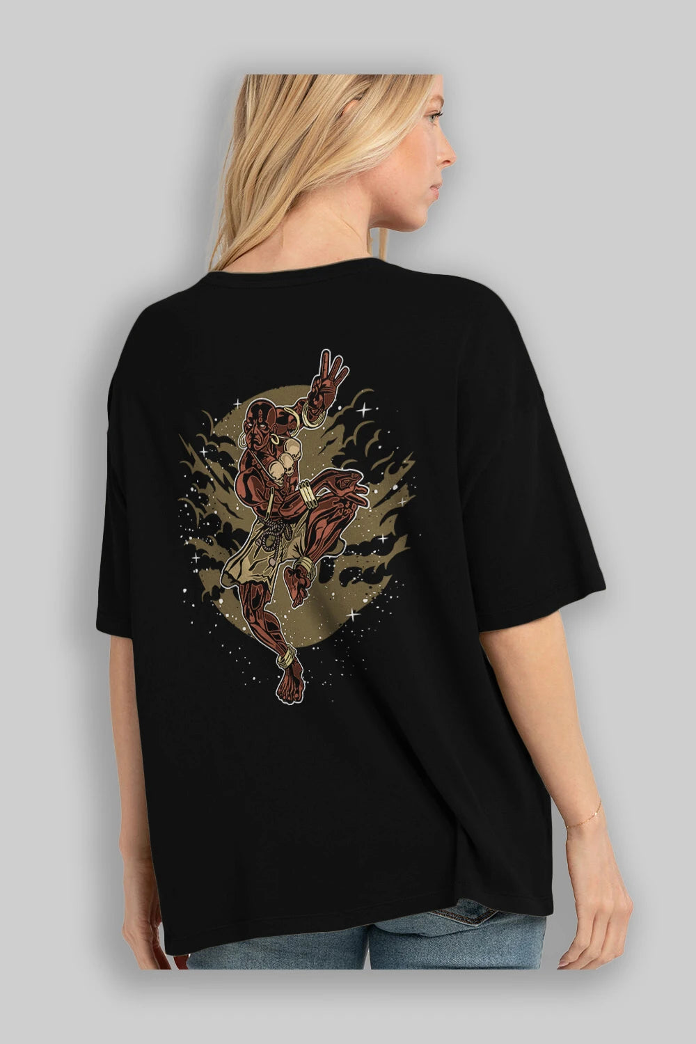 DHALSIM Arka Baskılı Oversize t-shirt Erkek Kadın Unisex %100 Pamuk