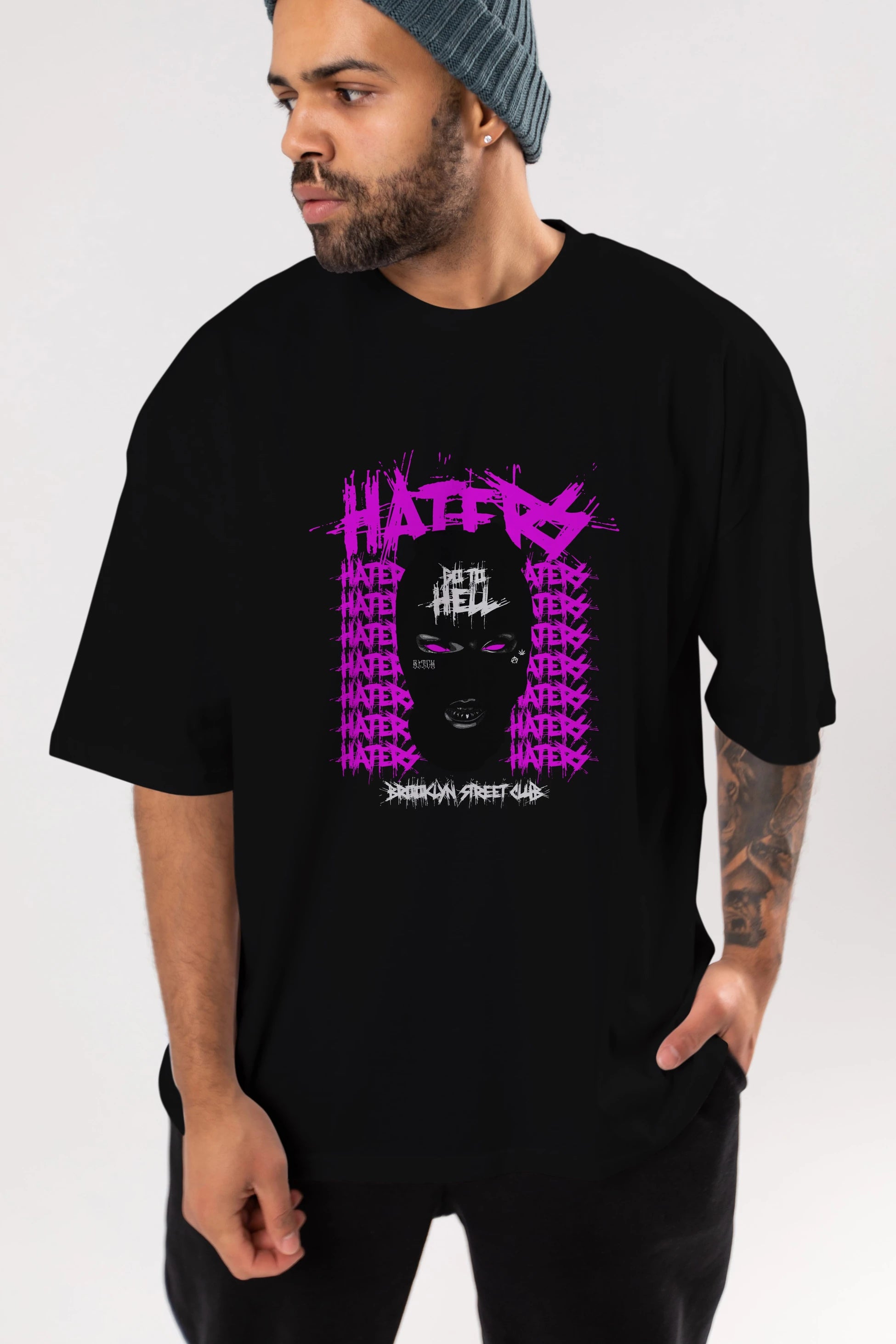 Haters Brooklyn Street Club Ön Baskılı Oversize t-shirt Erkek Kadın Unisex