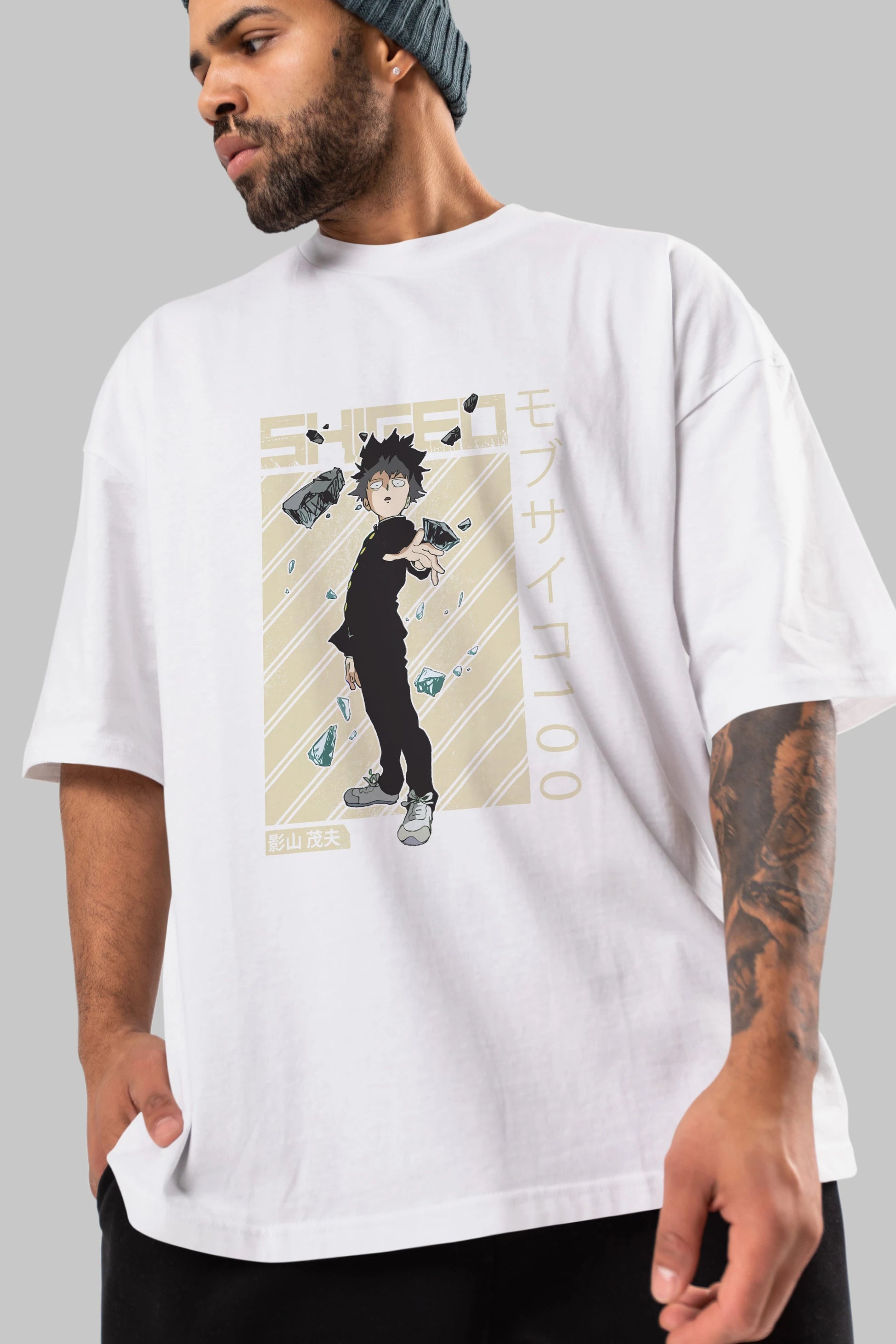 Shigeo Kageyama 3 Anime Ön Baskılı Oversize t-shirt %100 pamuk Erkek Kadın Unisex