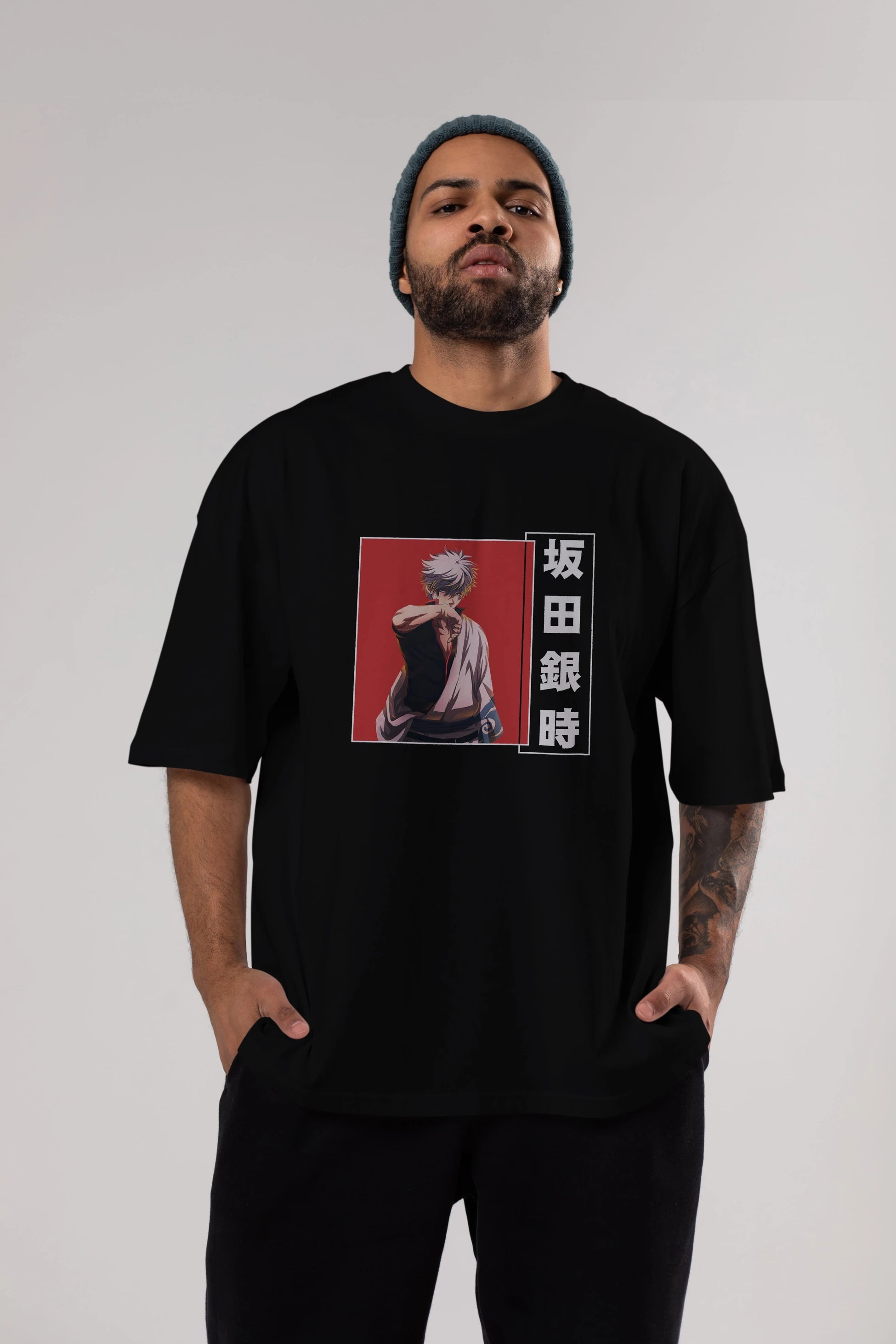 Gintoki Sakata GINTAMA 1 Anime Ön Baskılı Oversize t-shirt %100 pamuk Erkek Kadın Unisex