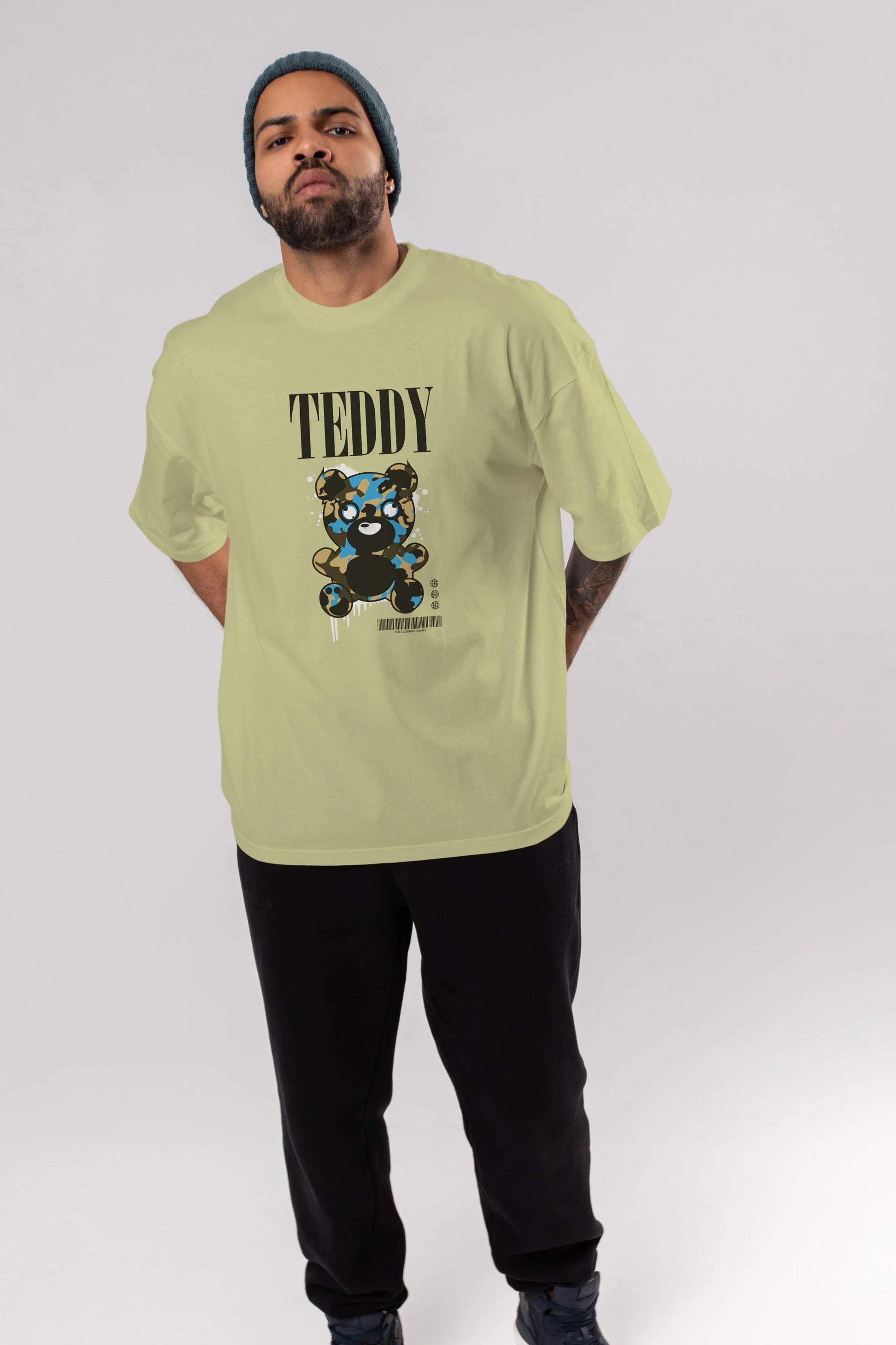 Teddy Bear Streetwear Ön Baskılı Oversize t-shirt Erkek Kadın Unisex
